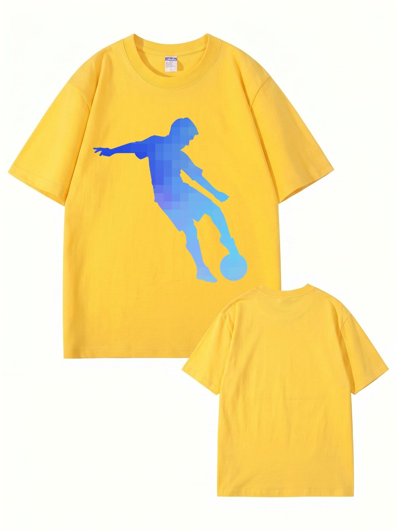 Pixelated Soccer Player Graphic T-Shirt - Premium 200gsm Cotton Tee
