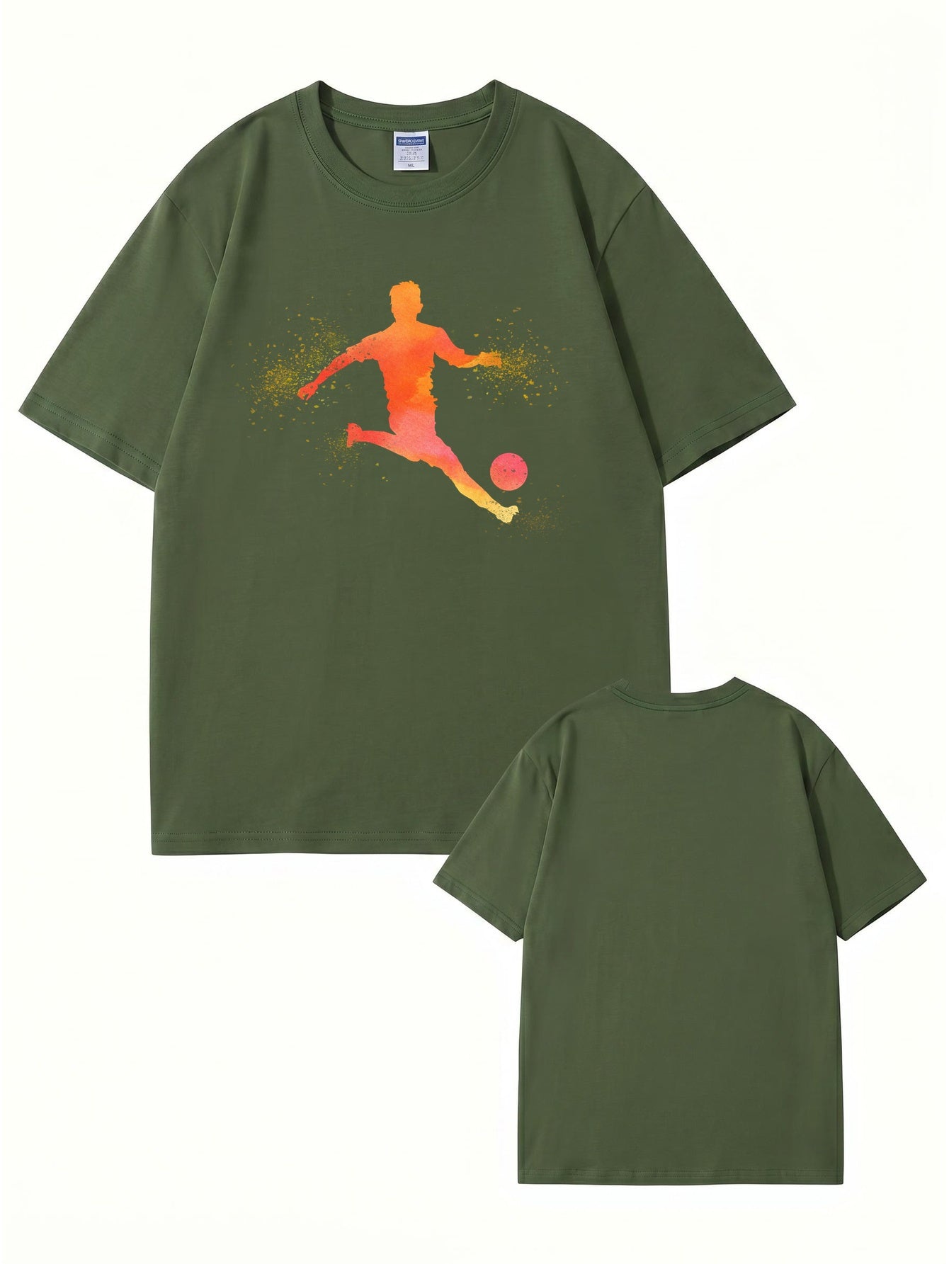 Soccer Player Silhouette Graphic Print T-Shirt - 22 Colors
