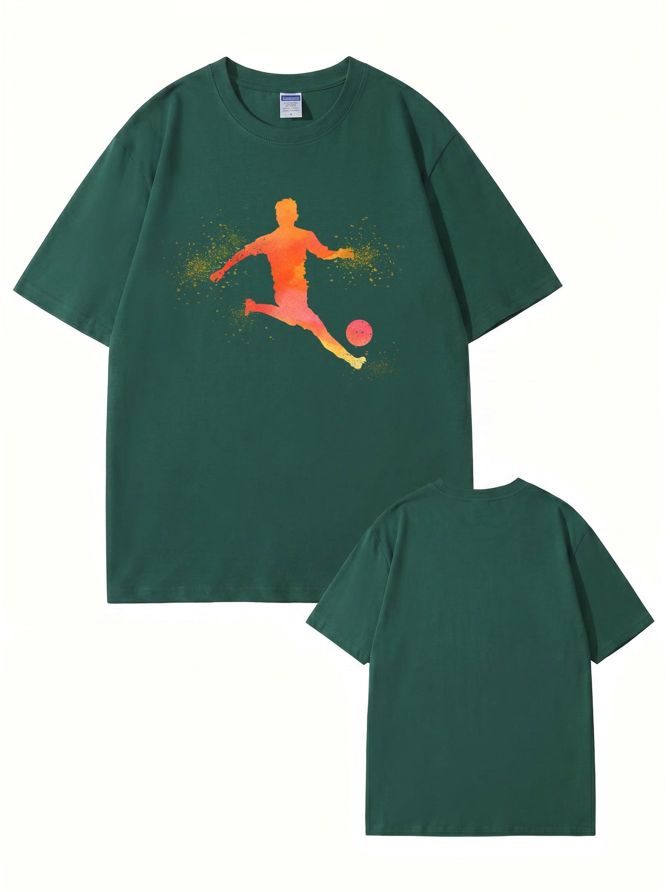 Soccer Player Silhouette Graphic Print T-Shirt - 22 Colors