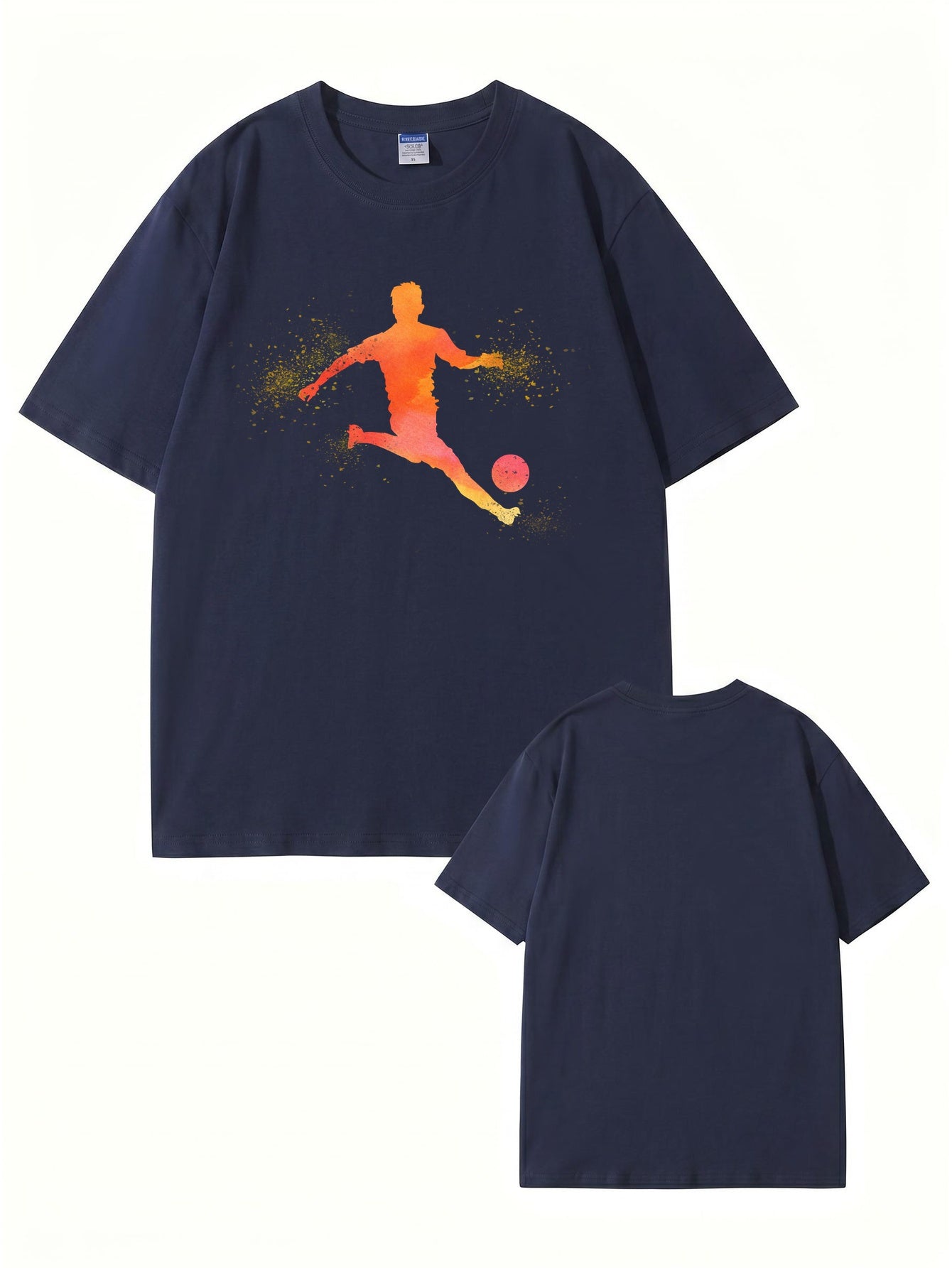 Soccer Player Silhouette Graphic Print T-Shirt - 22 Colors