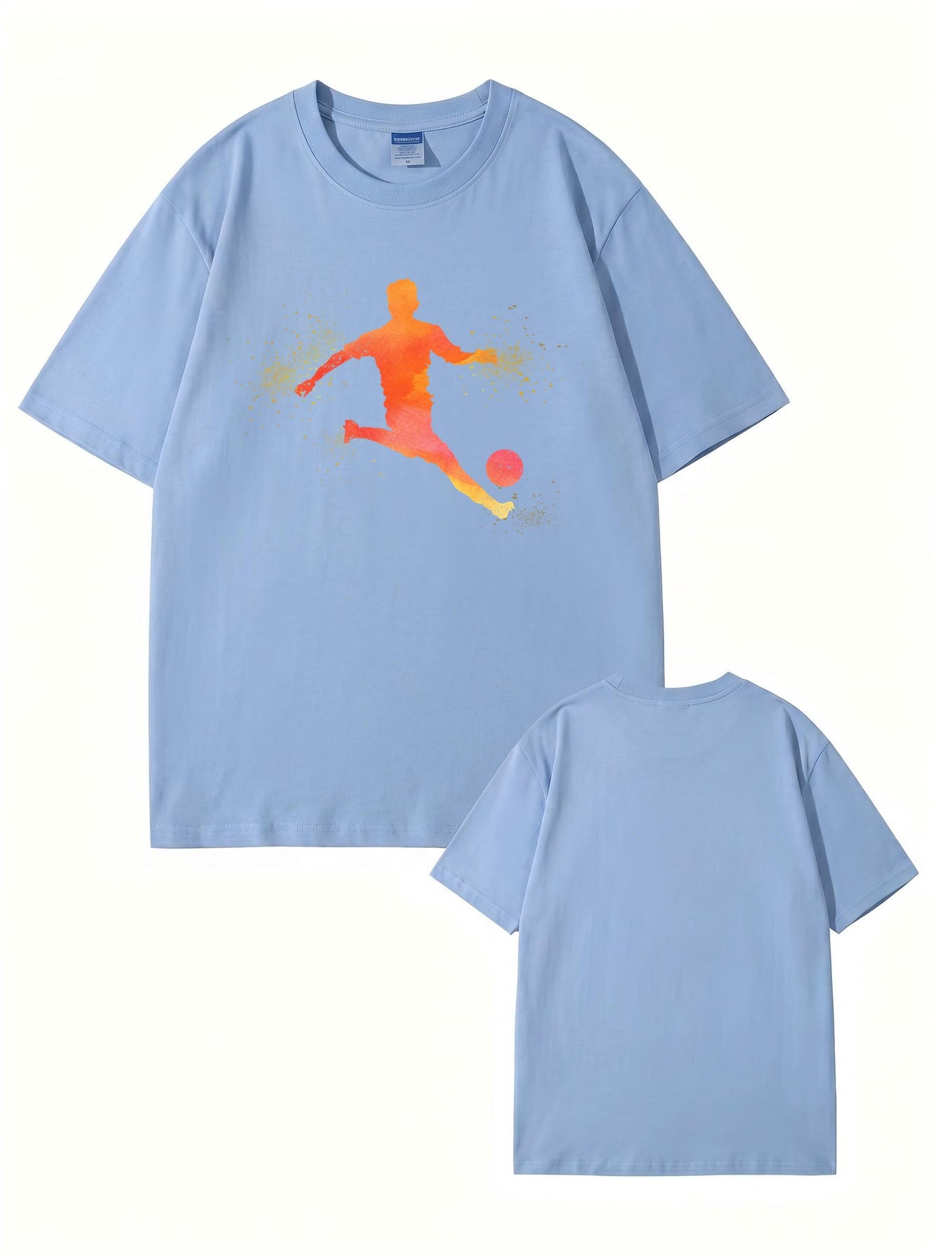 Soccer Player Silhouette Graphic Print T-Shirt - 22 Colors