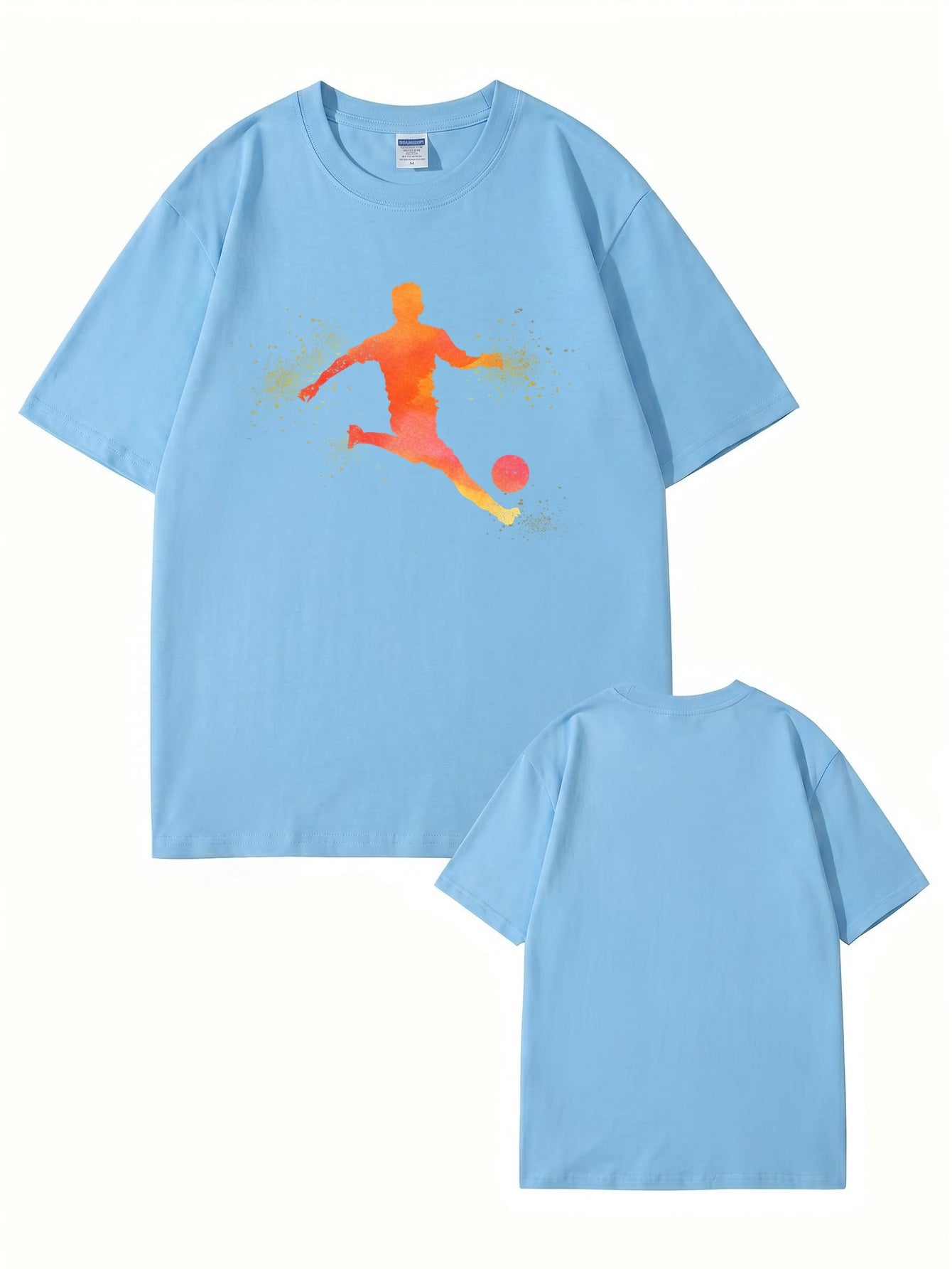 Soccer Player Silhouette Graphic Print T-Shirt - 22 Colors