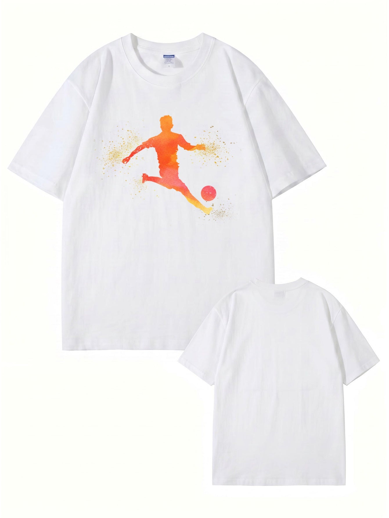Soccer Player Silhouette Graphic Print T-Shirt - 22 Colors