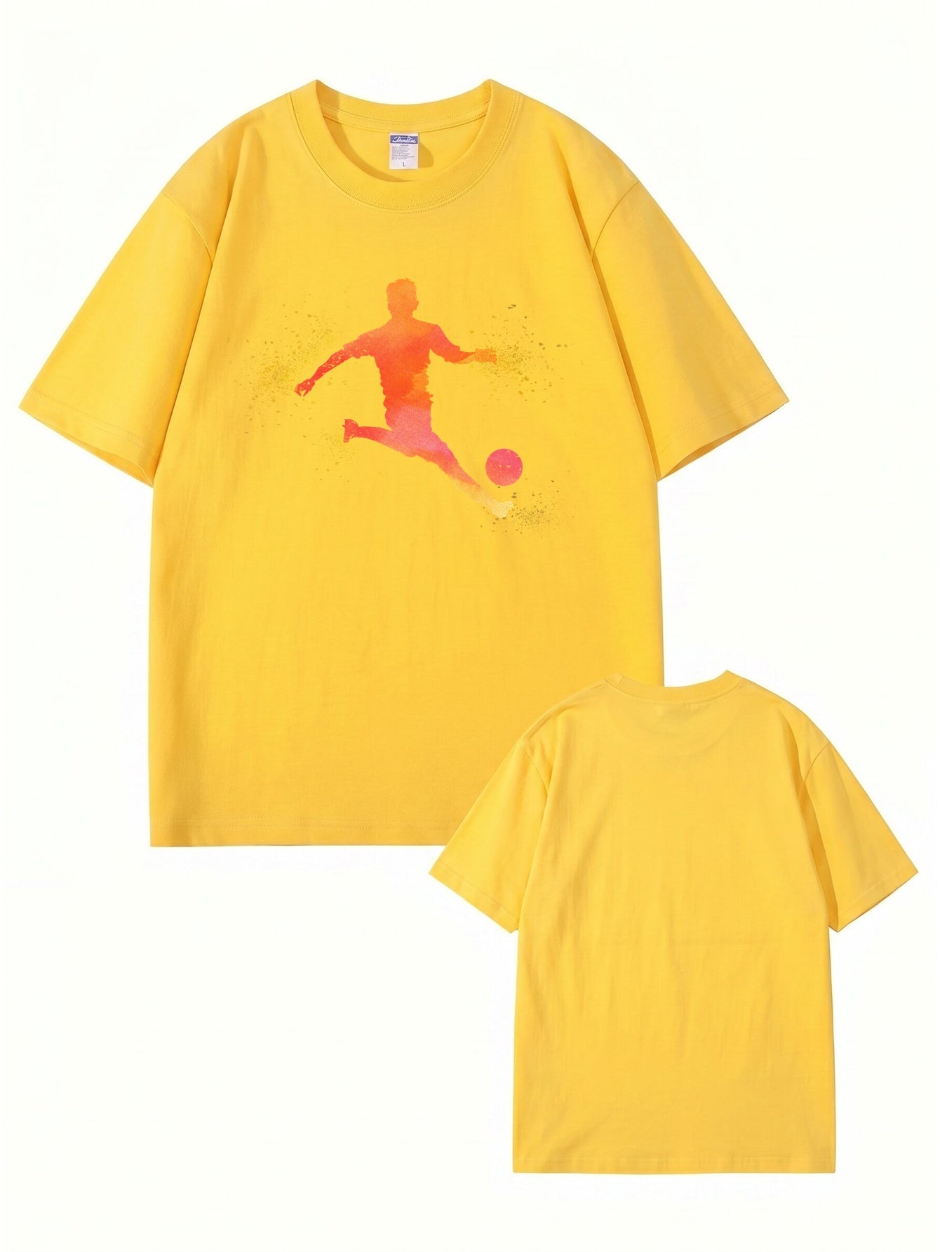 Soccer Player Silhouette Graphic Print T-Shirt - 22 Colors