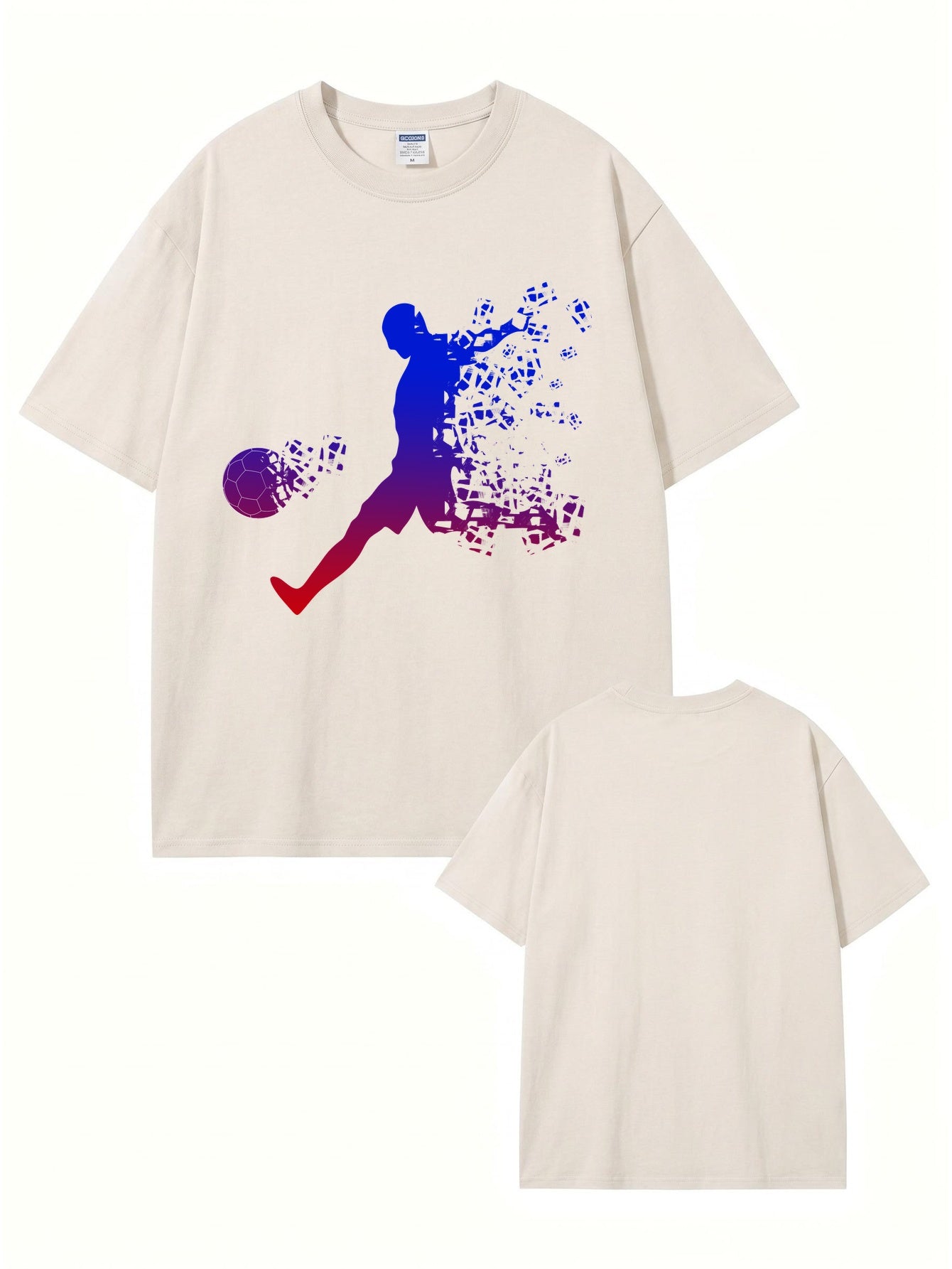 Vintage Washed Soccer Player Graphic Tee - 300gsm Heavyweight Cotton