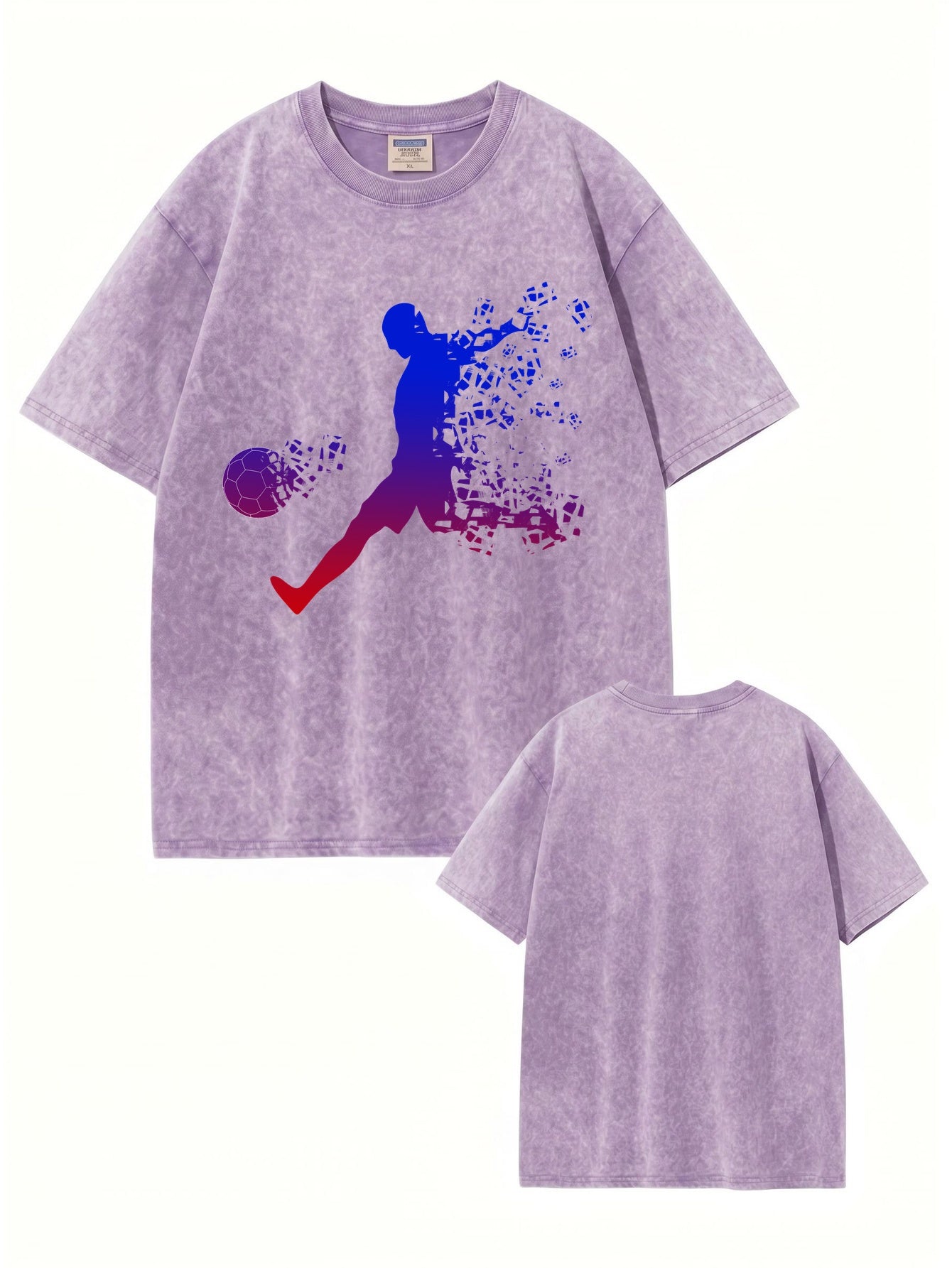 Vintage Washed Soccer Player Graphic Tee - 300gsm Heavyweight Cotton