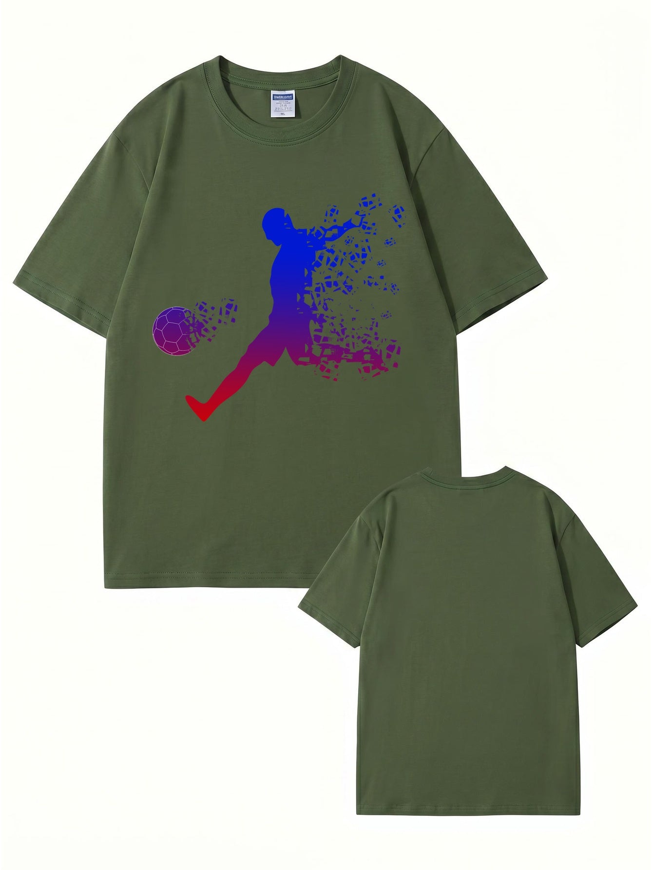 Soccer Player Gradient Pixel Art Print Men's Graphic T-Shirt