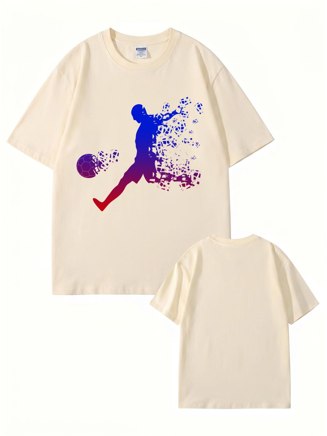 Soccer Player Gradient Pixel Art Print Men's Graphic T-Shirt