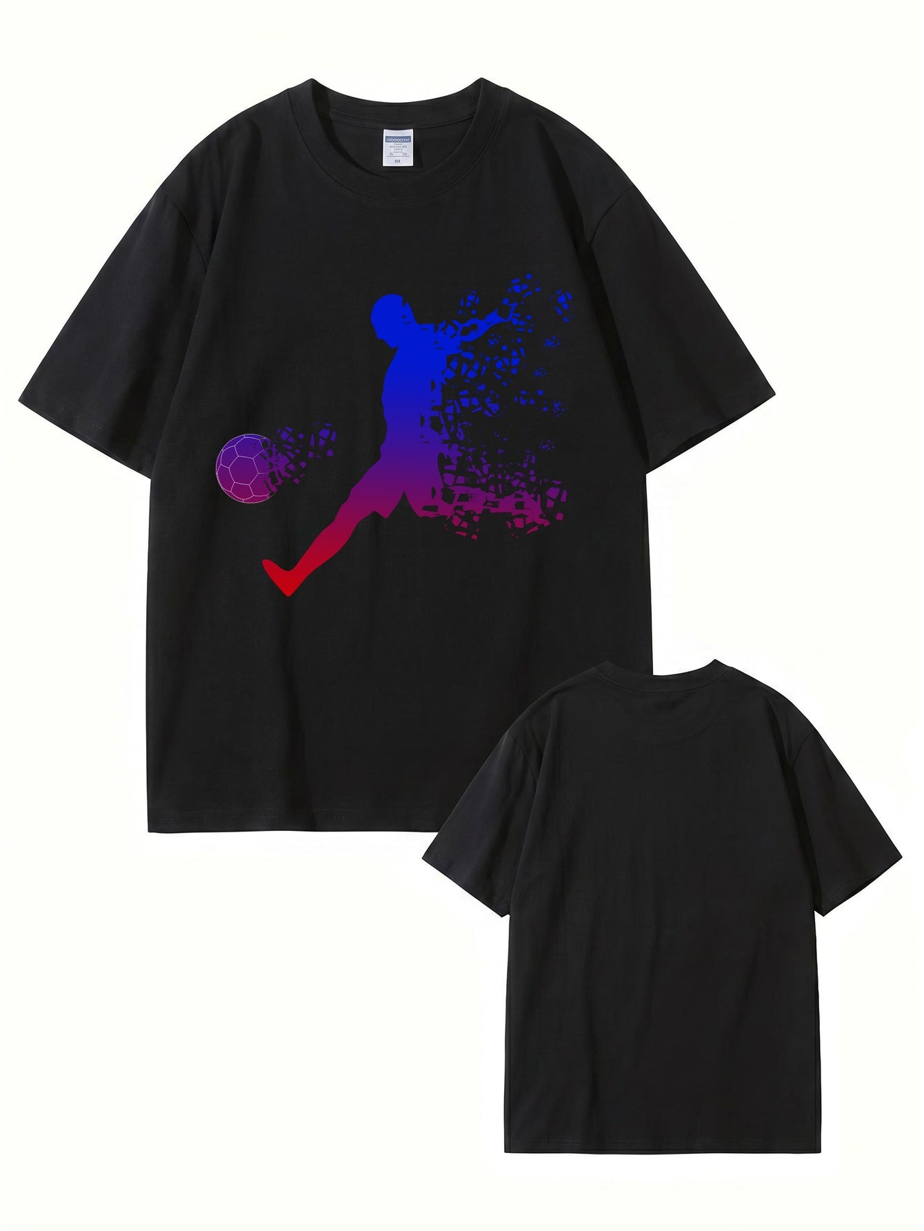 Soccer Player Gradient Pixel Art Print Men's Graphic T-Shirt