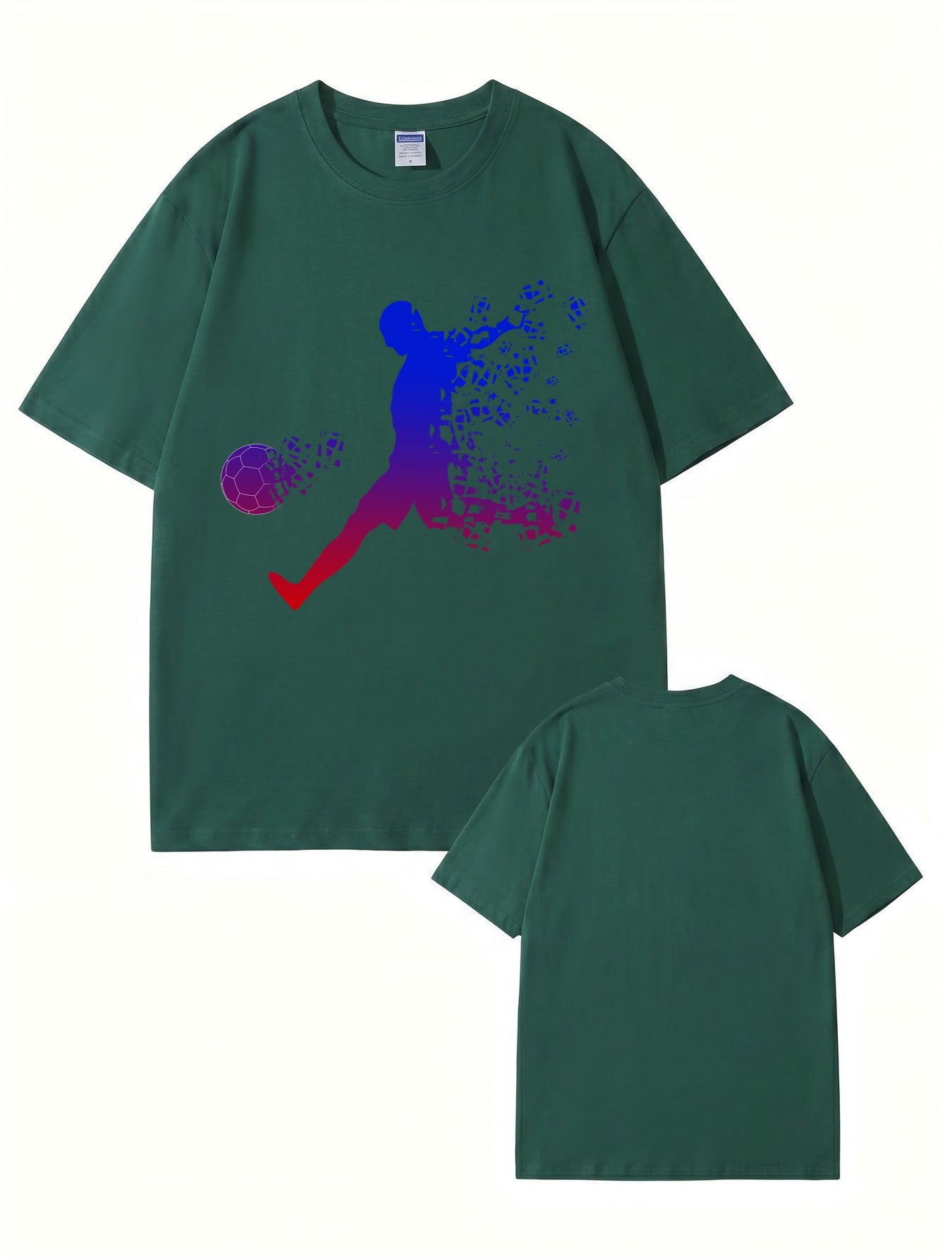 Soccer Player Gradient Pixel Art Print Men's Graphic T-Shirt