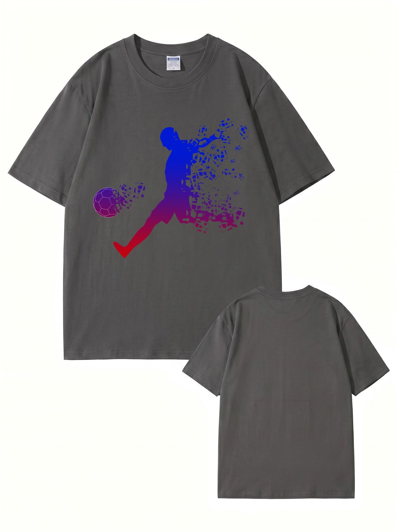 Soccer Player Gradient Pixel Art Print Men's Graphic T-Shirt