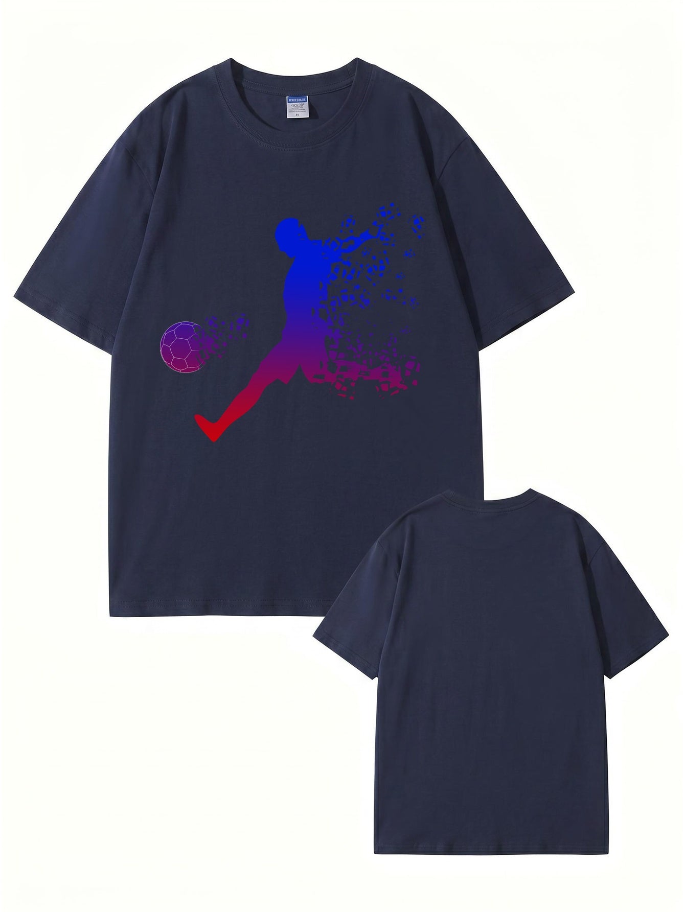 Soccer Player Gradient Pixel Art Print Men's Graphic T-Shirt