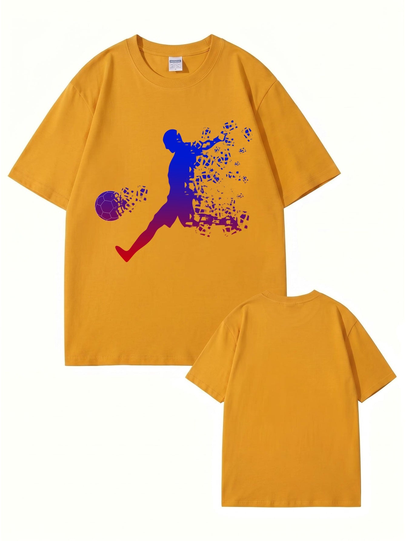 Soccer Player Gradient Pixel Art Print Men's Graphic T-Shirt