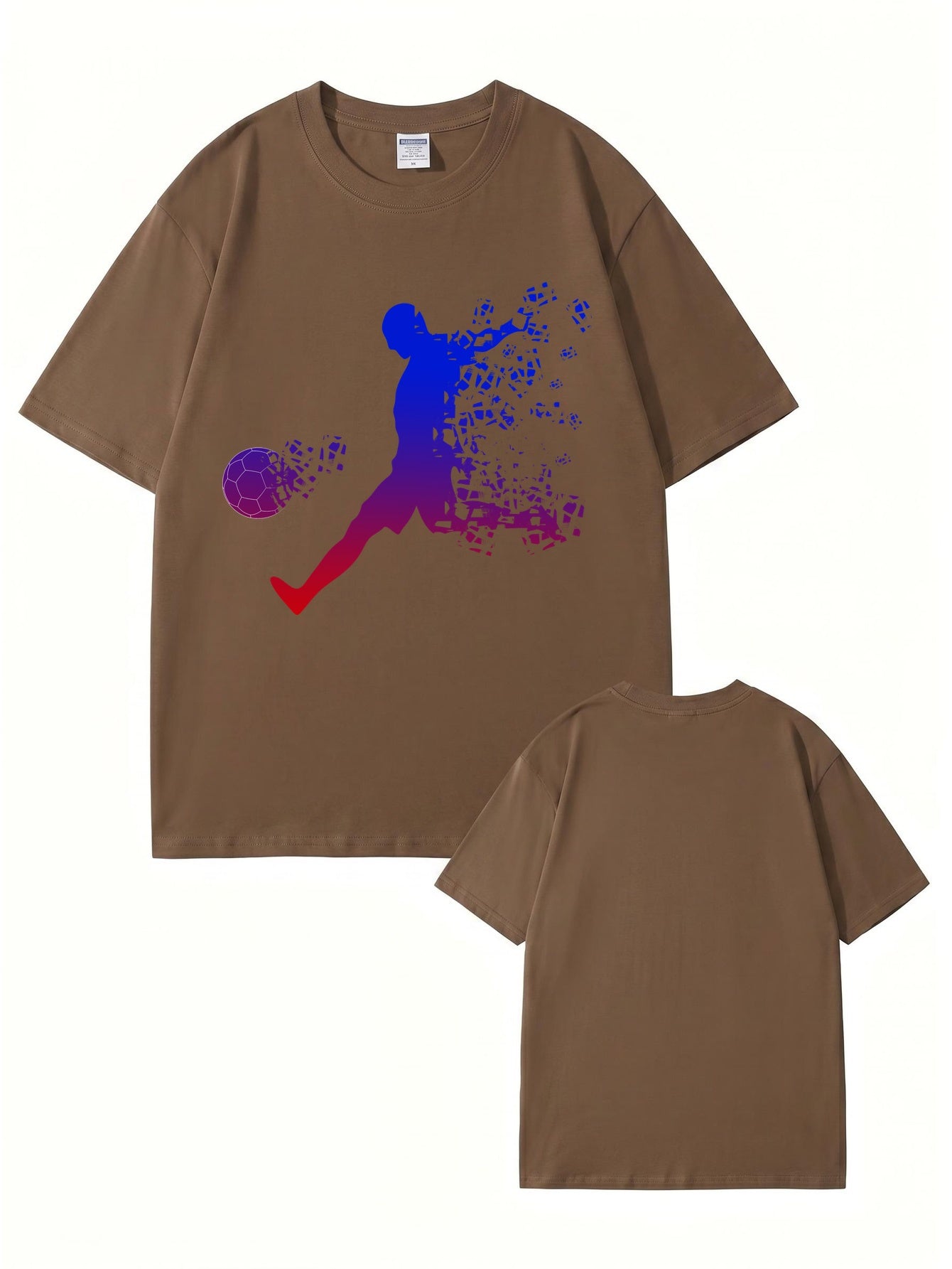 Soccer Player Gradient Pixel Art Print Men's Graphic T-Shirt