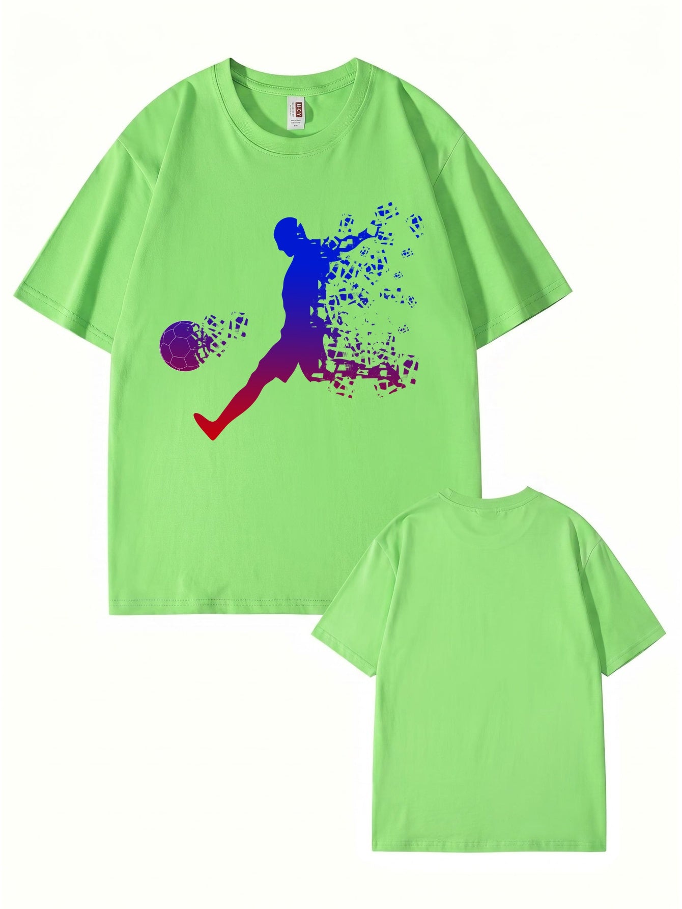Soccer Player Gradient Pixel Art Print Men's Graphic T-Shirt