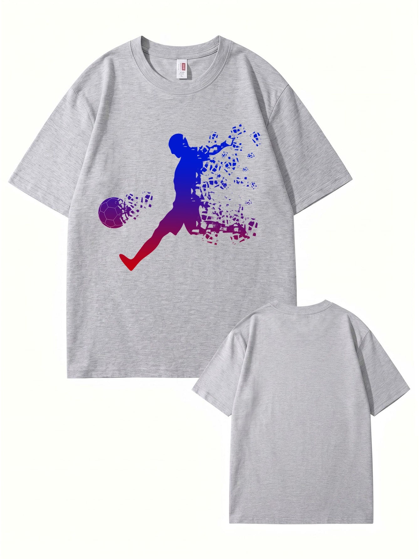 Soccer Player Gradient Pixel Art Print Men's Graphic T-Shirt
