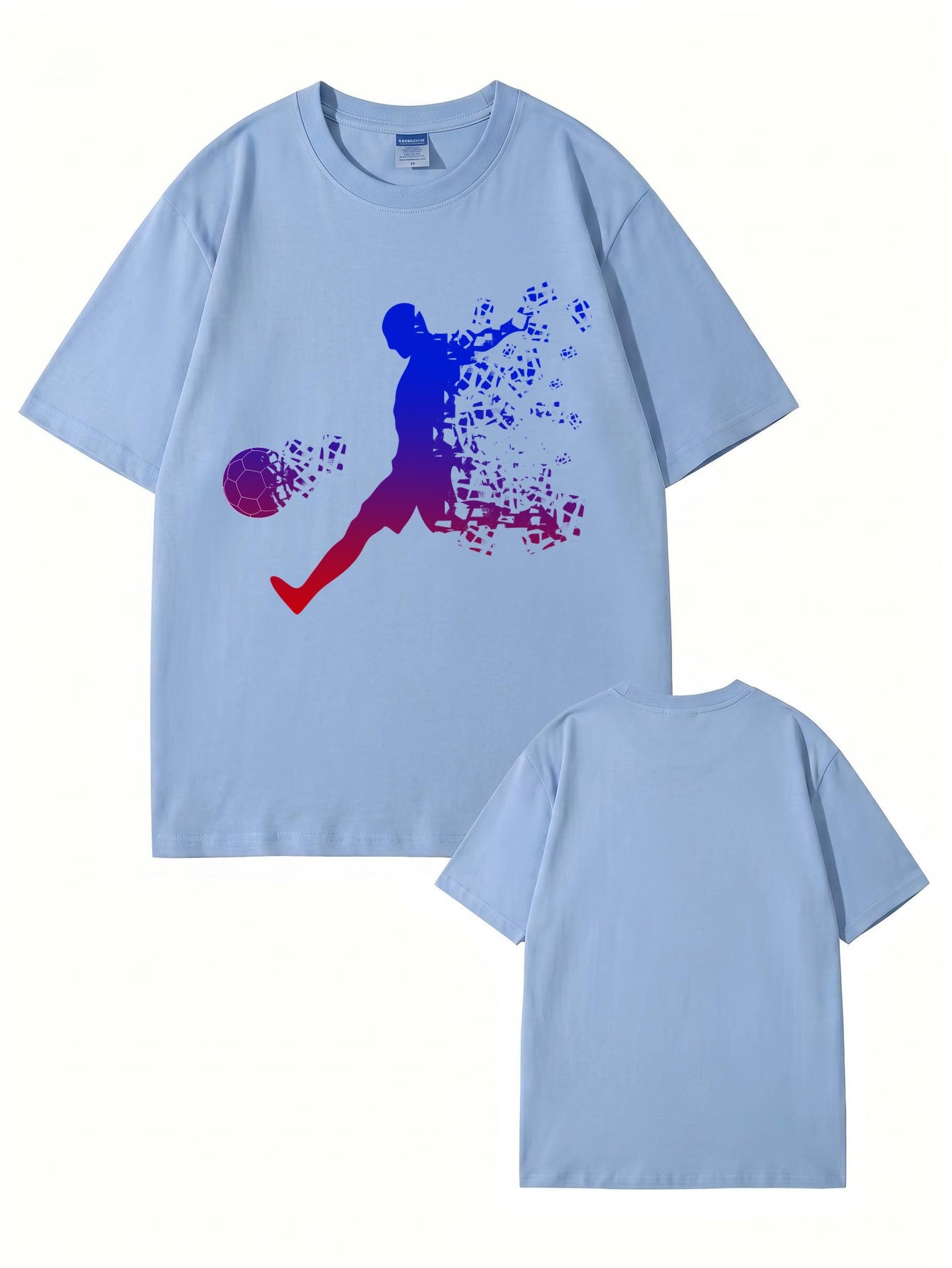 Soccer Player Gradient Pixel Art Print Men's Graphic T-Shirt