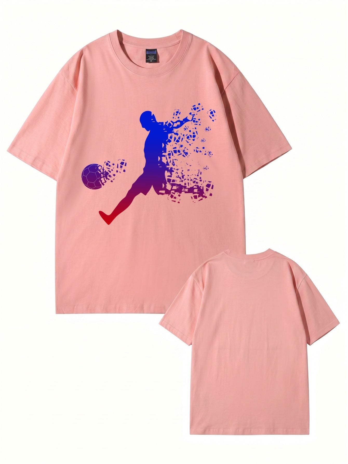 Soccer Player Gradient Pixel Art Print Men's Graphic T-Shirt