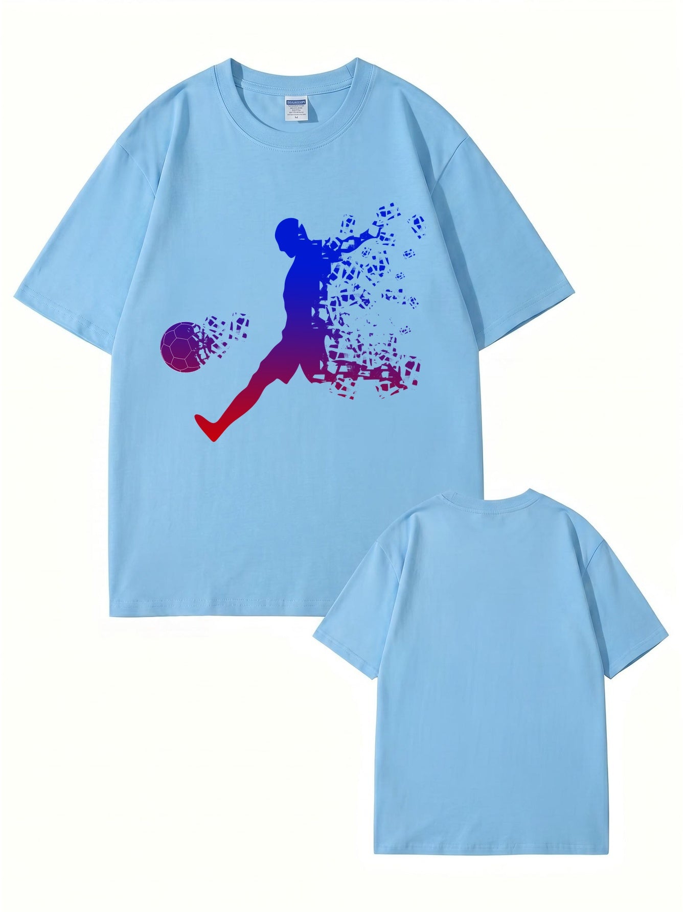 Soccer Player Gradient Pixel Art Print Men's Graphic T-Shirt