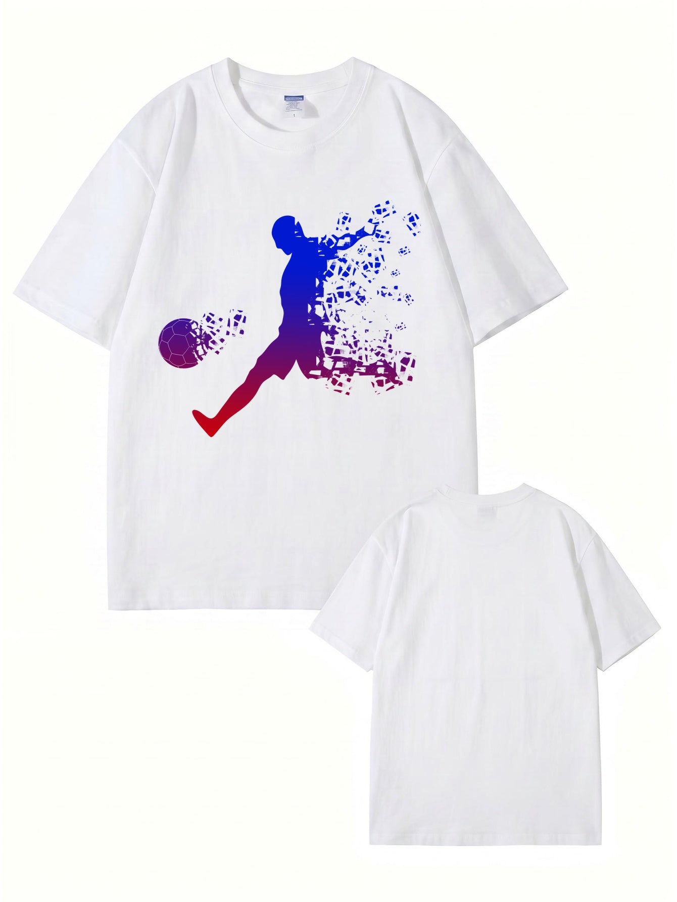 Soccer Player Gradient Pixel Art Print Men's Graphic T-Shirt