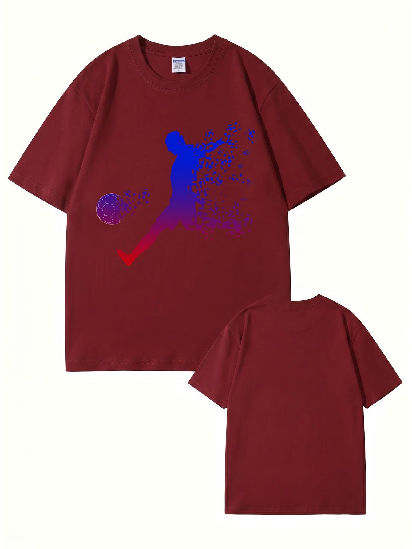 Soccer Player Gradient Pixel Art Print Men's Graphic T-Shirt