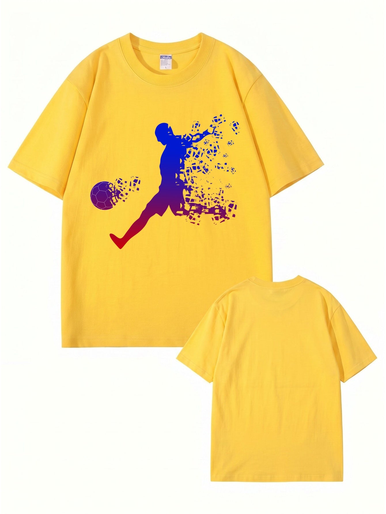 Soccer Player Gradient Pixel Art Print Men's Graphic T-Shirt