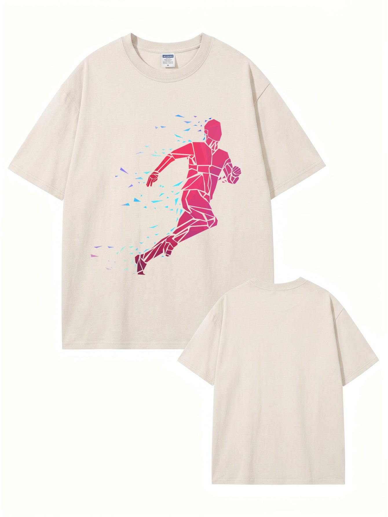 Vintage Washed Geometric Runner Graphic T-Shirt | Heavyweight Cotton Tee