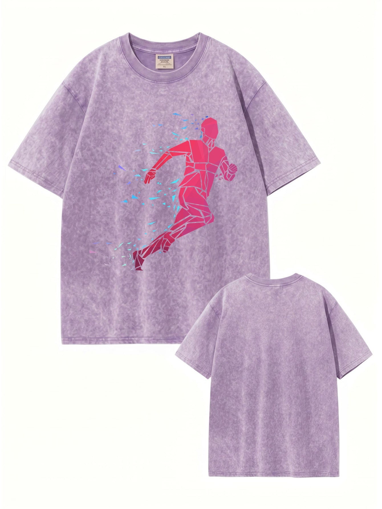 Vintage Washed Geometric Runner Graphic T-Shirt | Heavyweight Cotton Tee