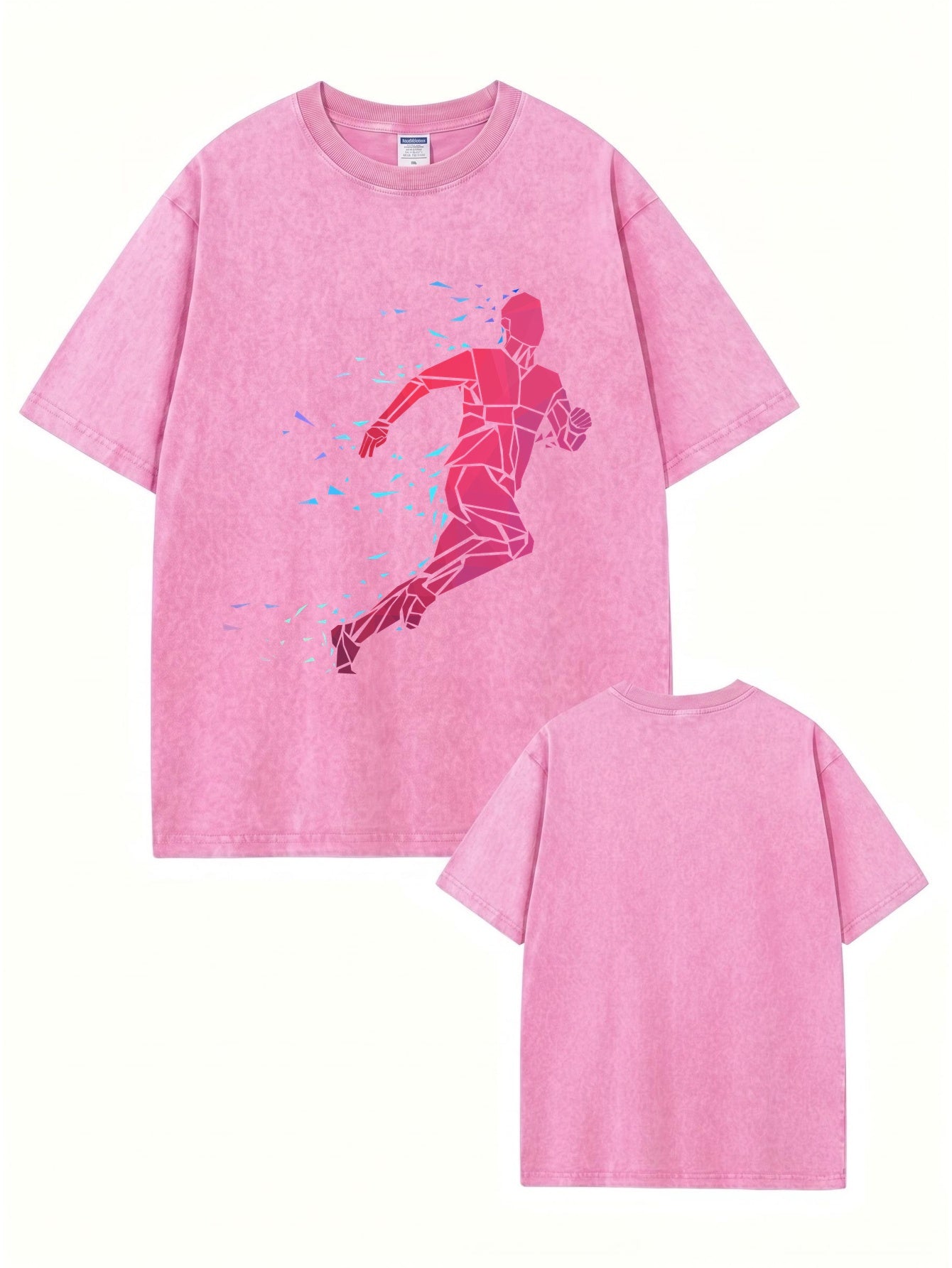 Vintage Washed Geometric Runner Graphic T-Shirt | Heavyweight Cotton Tee