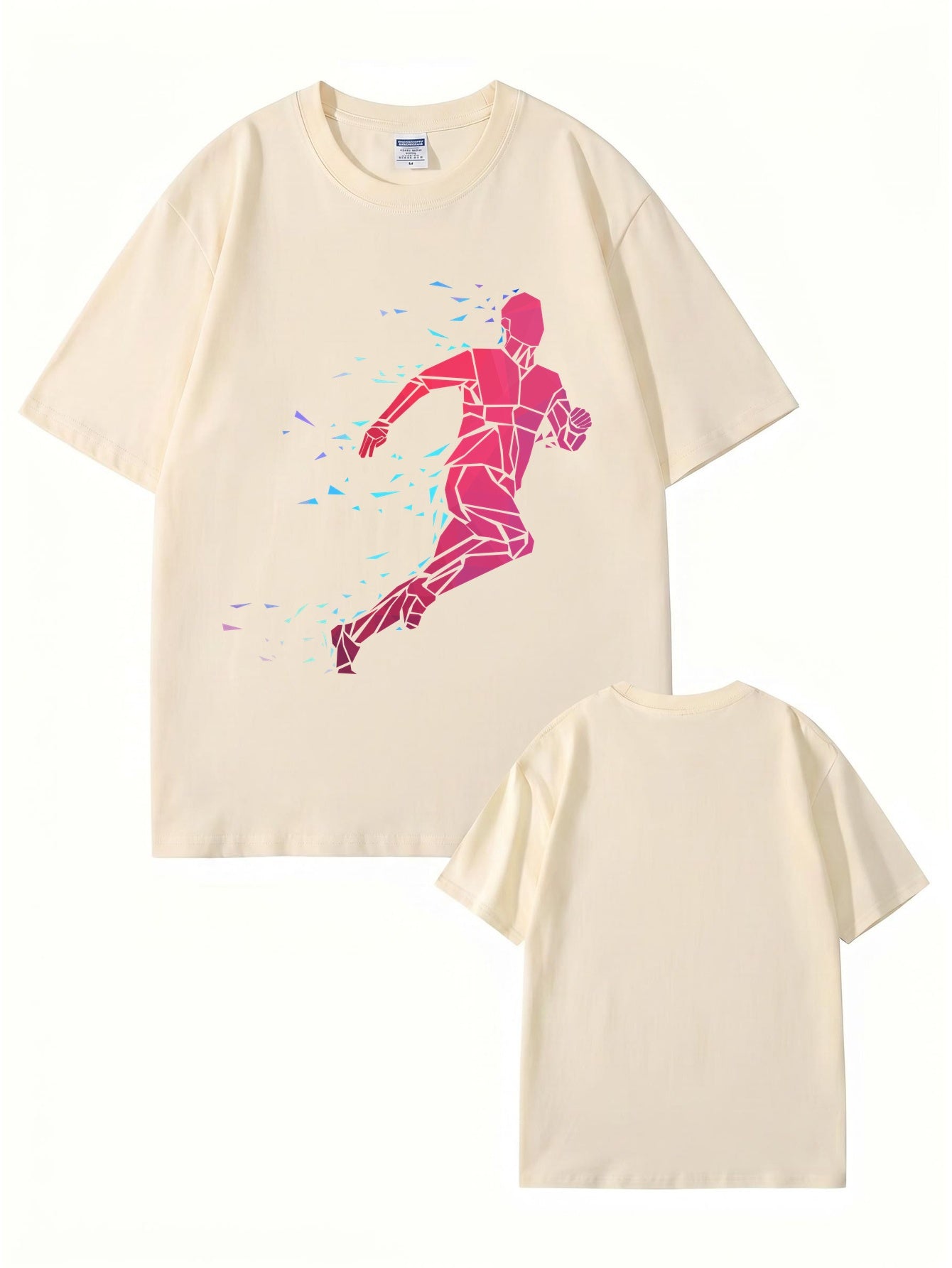 Geometric Running Man Graphic Print T-Shirt - Premium Cotton Tee