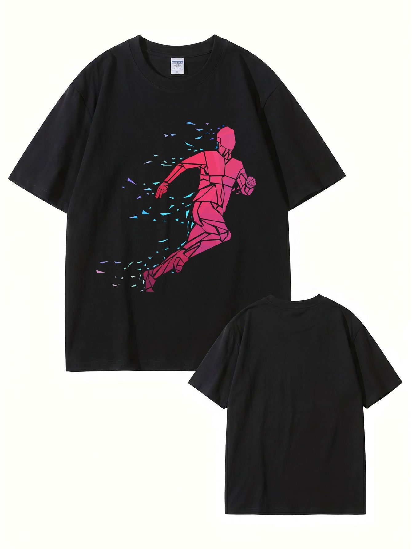 Geometric Running Man Graphic Print T-Shirt - Premium Cotton Tee