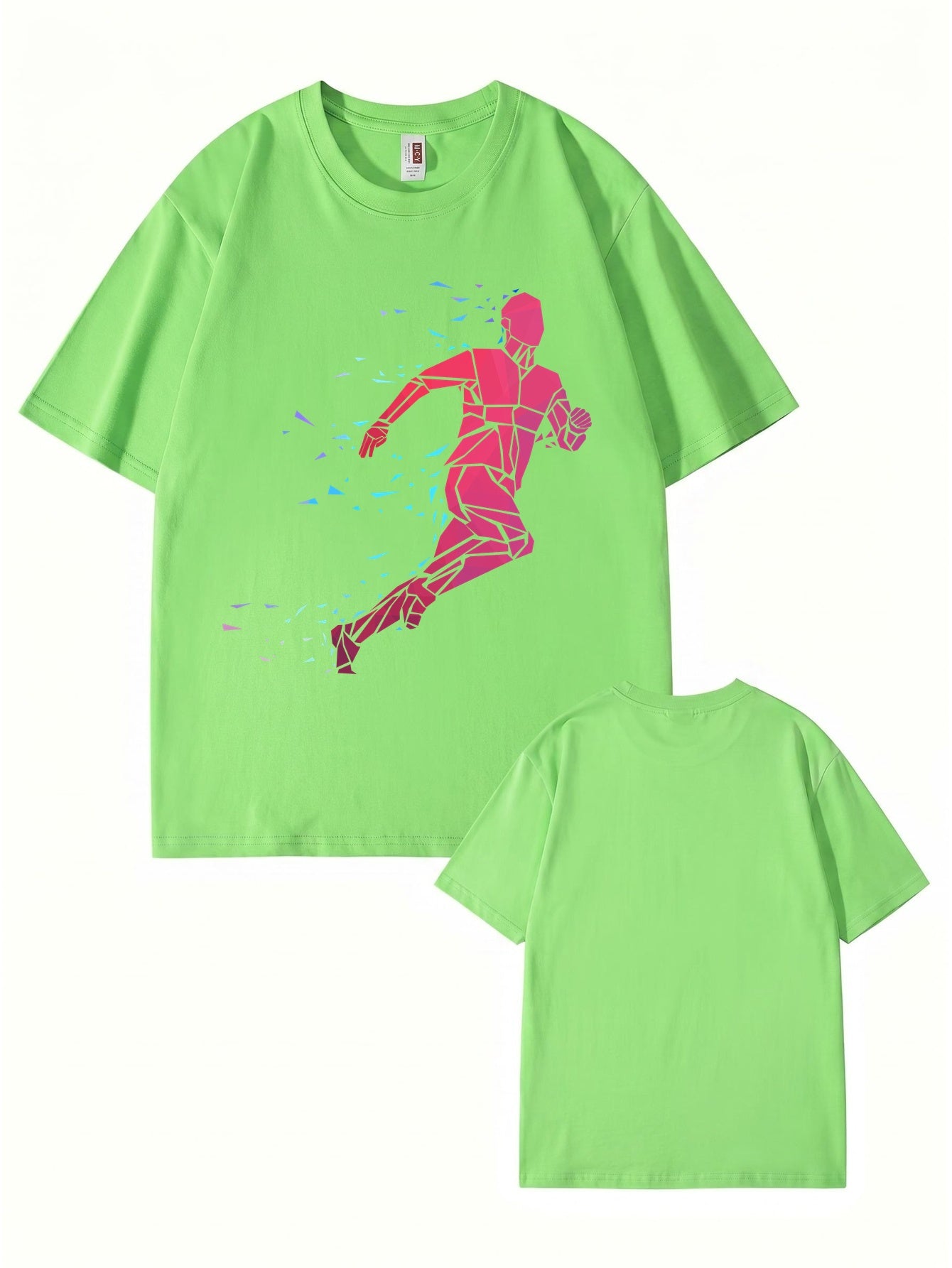 Geometric Running Man Graphic Print T-Shirt - Premium Cotton Tee