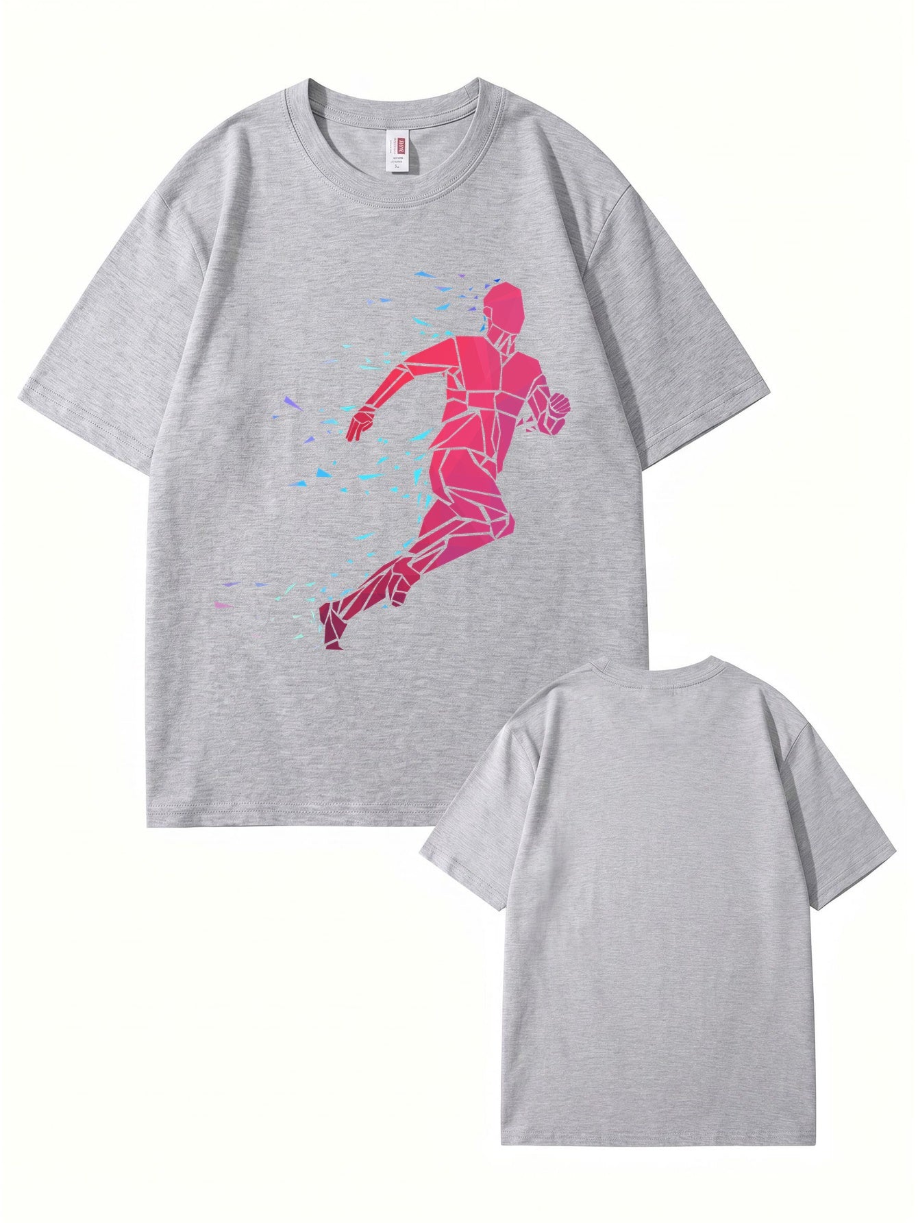 Geometric Running Man Graphic Print T-Shirt - Premium Cotton Tee