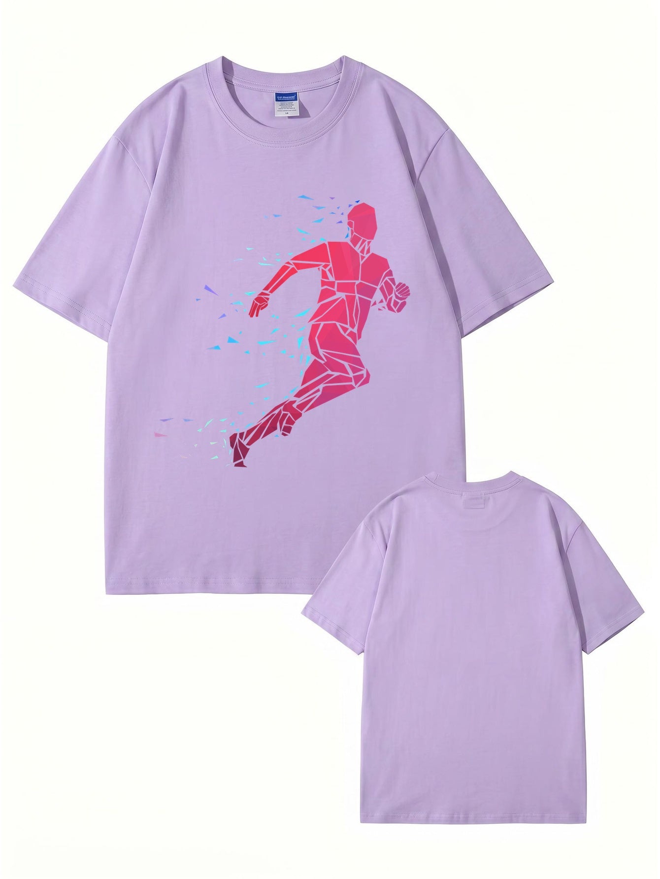 Geometric Running Man Graphic Print T-Shirt - Premium Cotton Tee