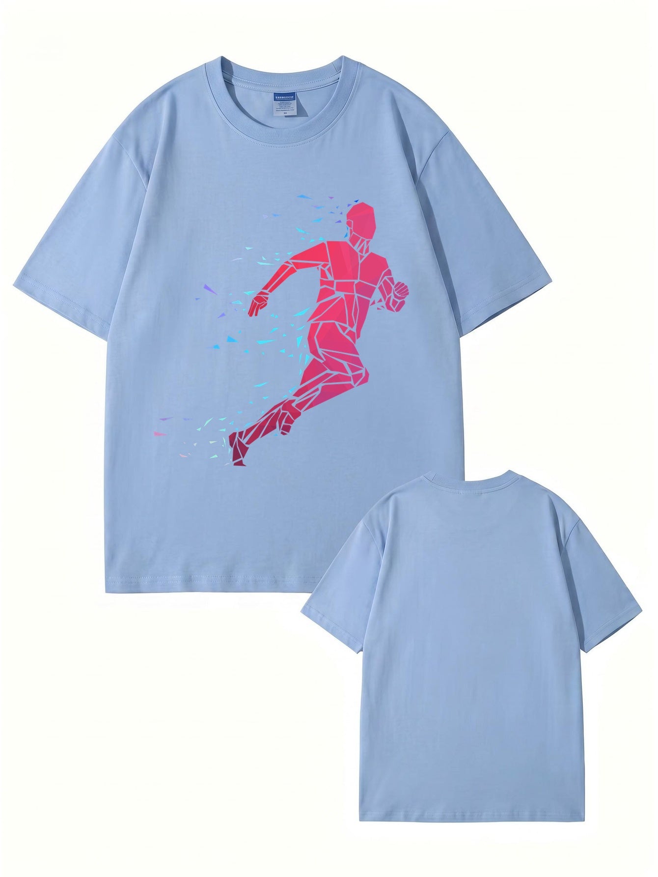 Geometric Running Man Graphic Print T-Shirt - Premium Cotton Tee