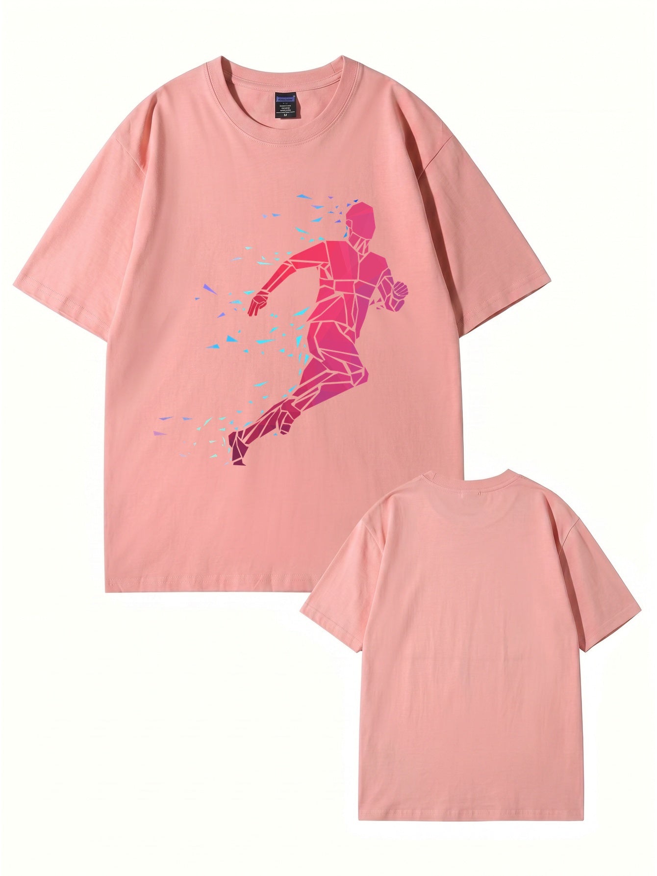 Geometric Running Man Graphic Print T-Shirt - Premium Cotton Tee