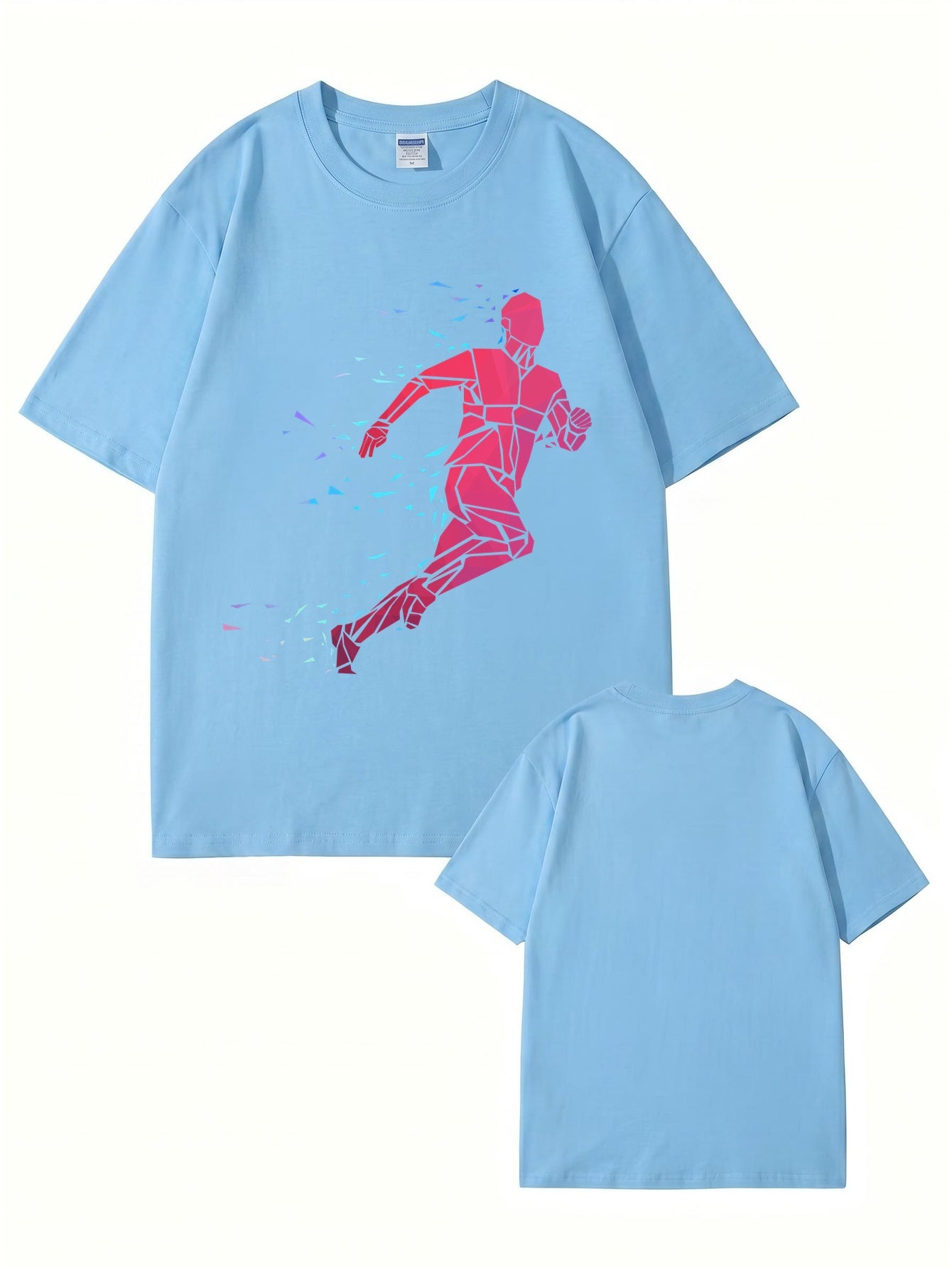 Geometric Running Man Graphic Print T-Shirt - Premium Cotton Tee