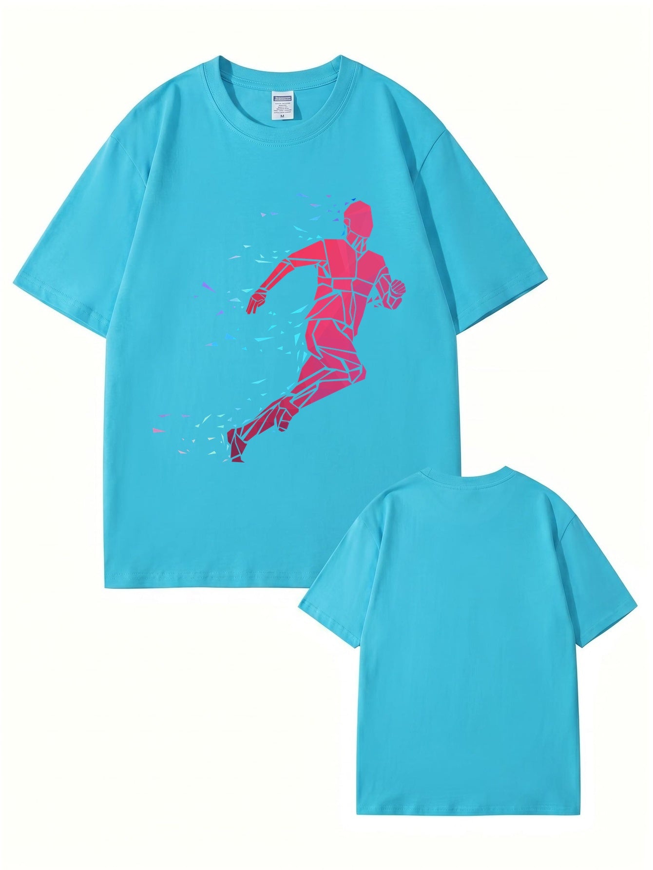 Geometric Running Man Graphic Print T-Shirt - Premium Cotton Tee