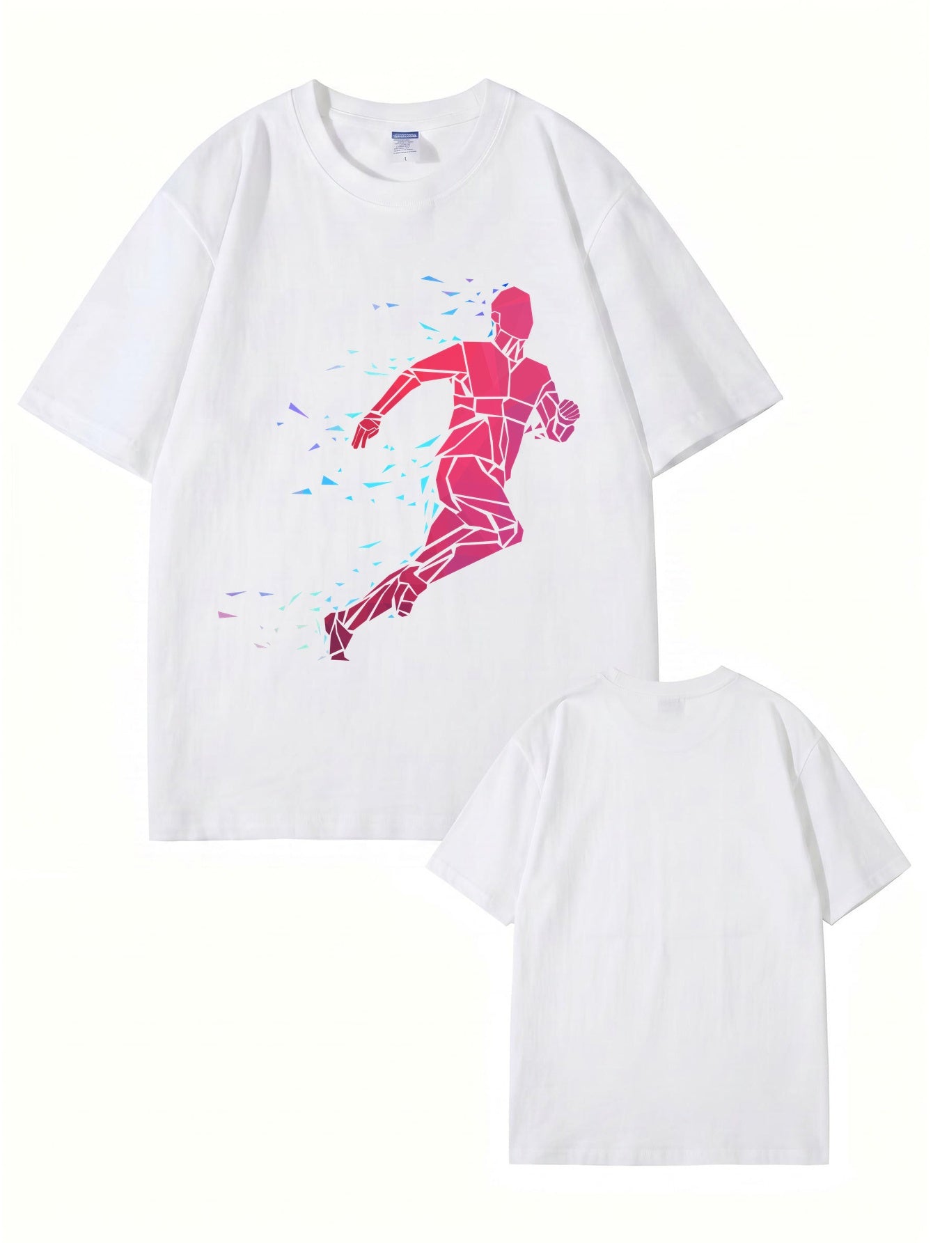 Geometric Running Man Graphic Print T-Shirt - Premium Cotton Tee