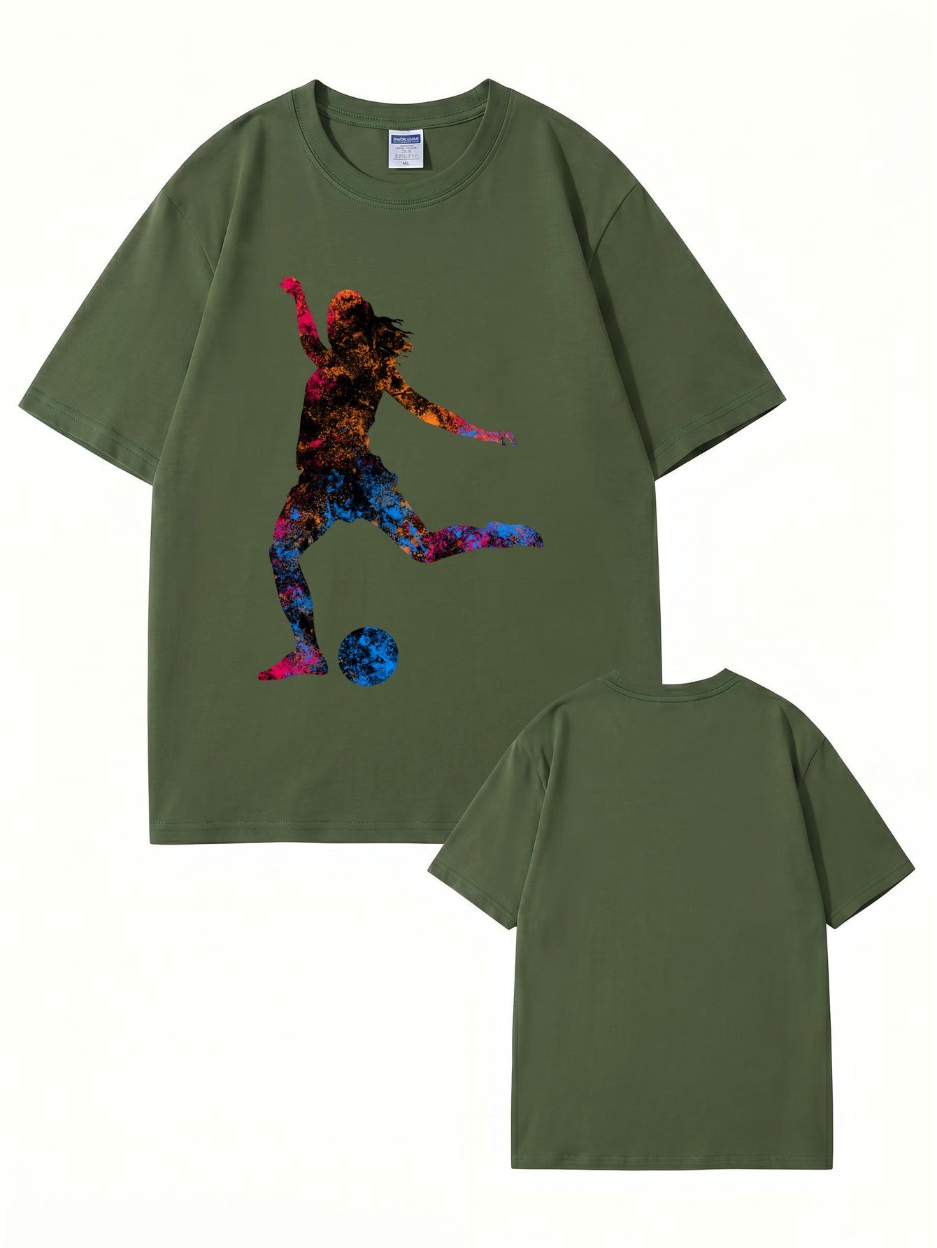 Colorful Soccer Player Graphic Print T-Shirt - Premium Cotton Tee