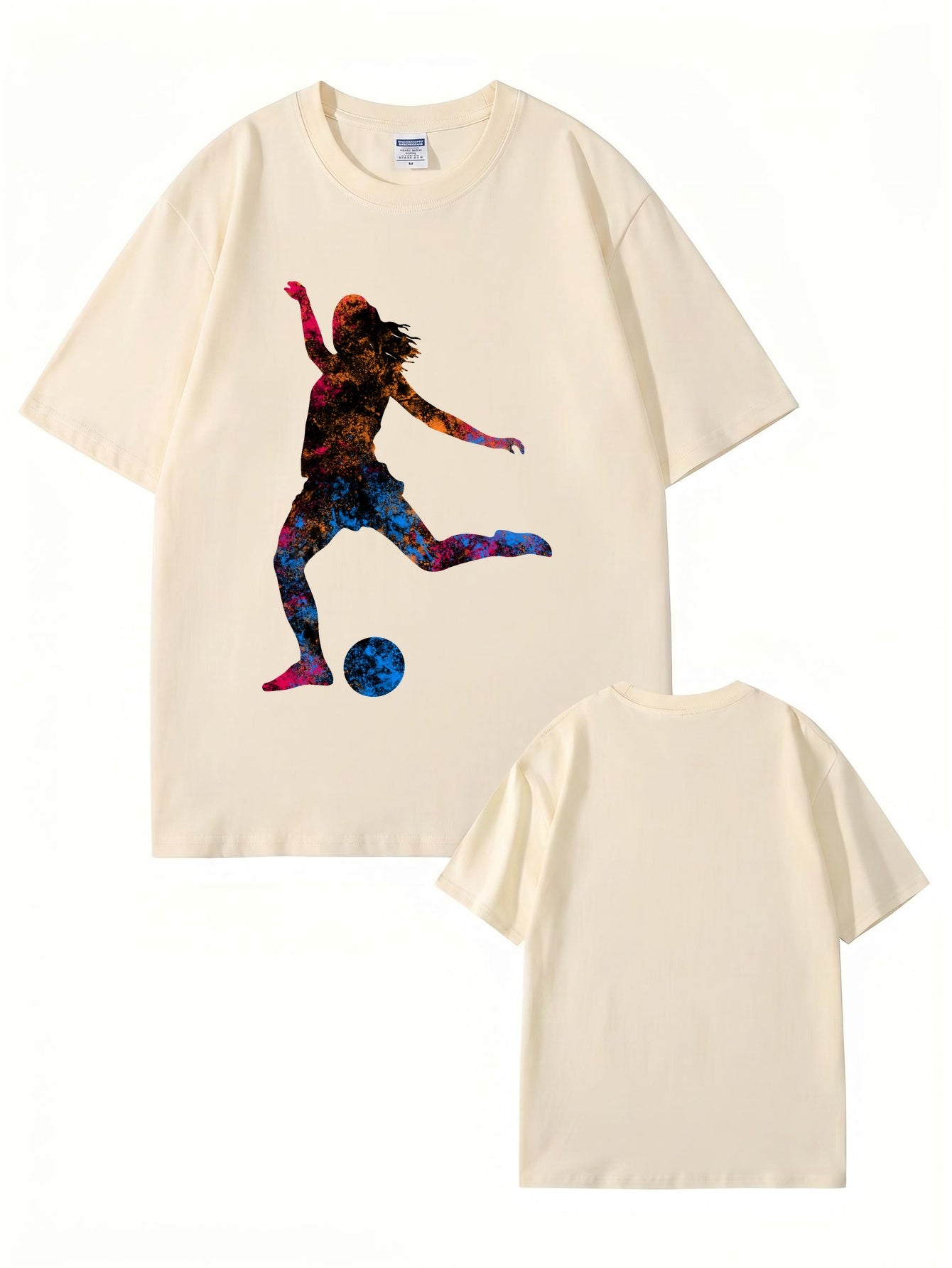 Colorful Soccer Player Graphic Print T-Shirt - Premium Cotton Tee