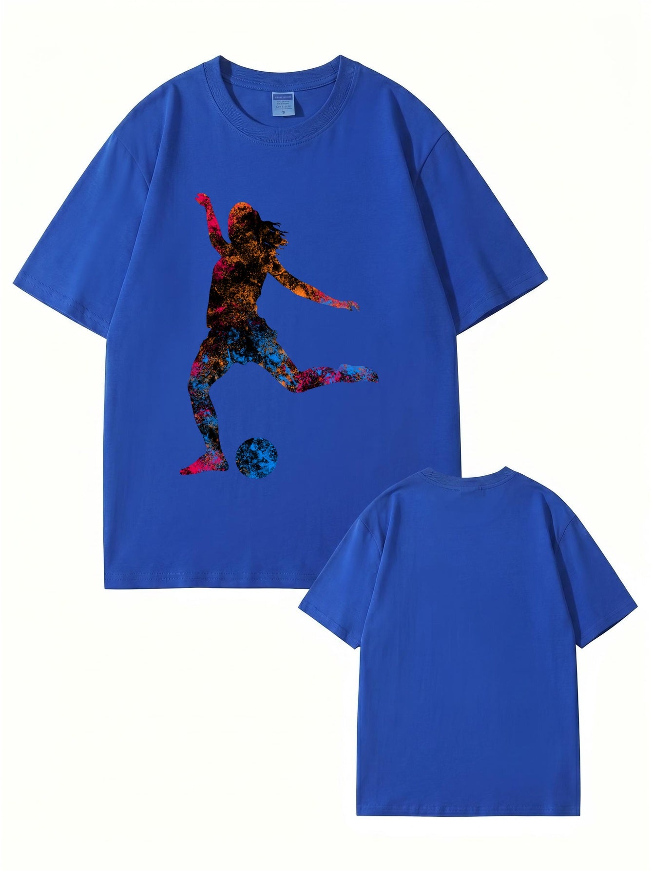 Colorful Soccer Player Graphic Print T-Shirt - Premium Cotton Tee
