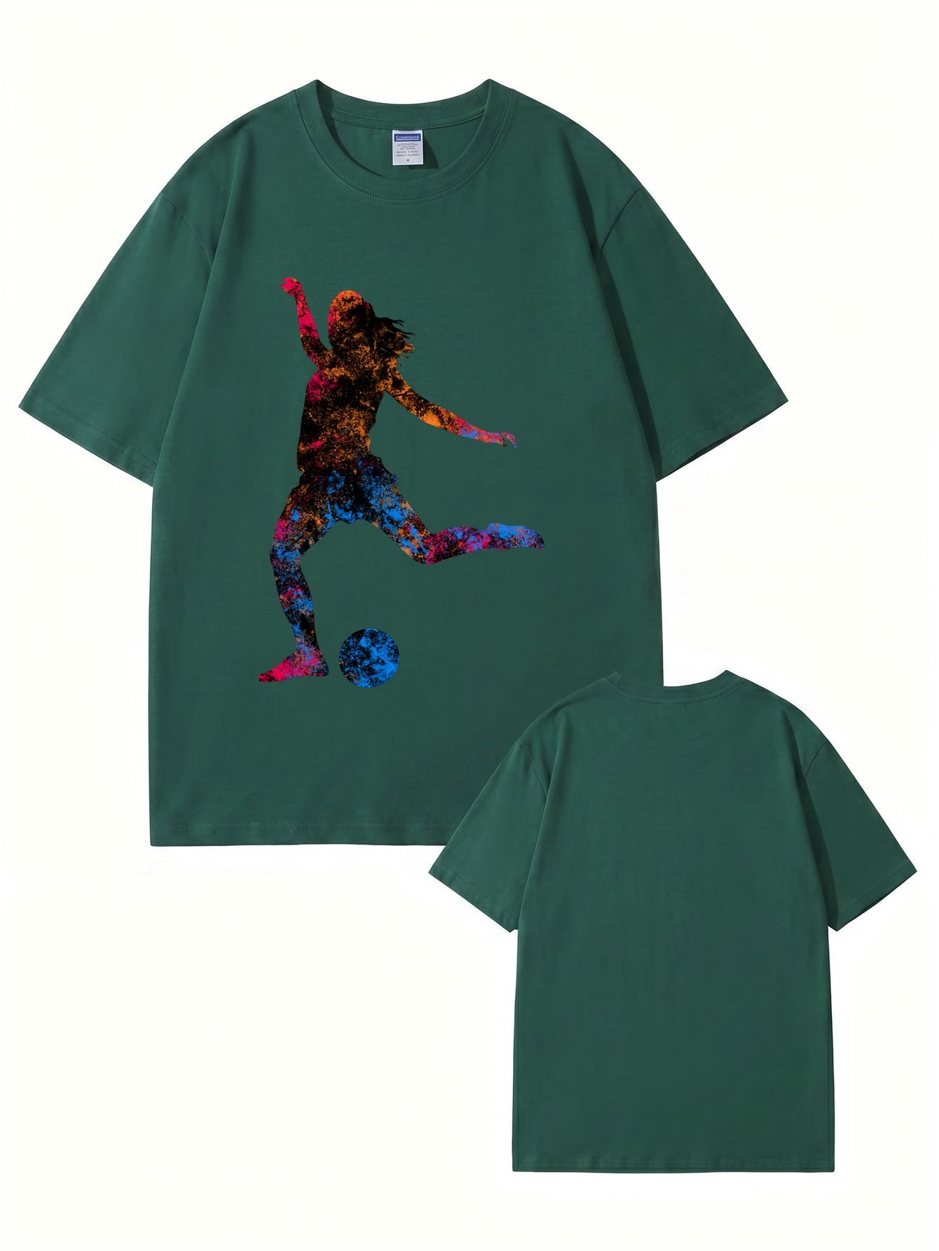 Colorful Soccer Player Graphic Print T-Shirt - Premium Cotton Tee