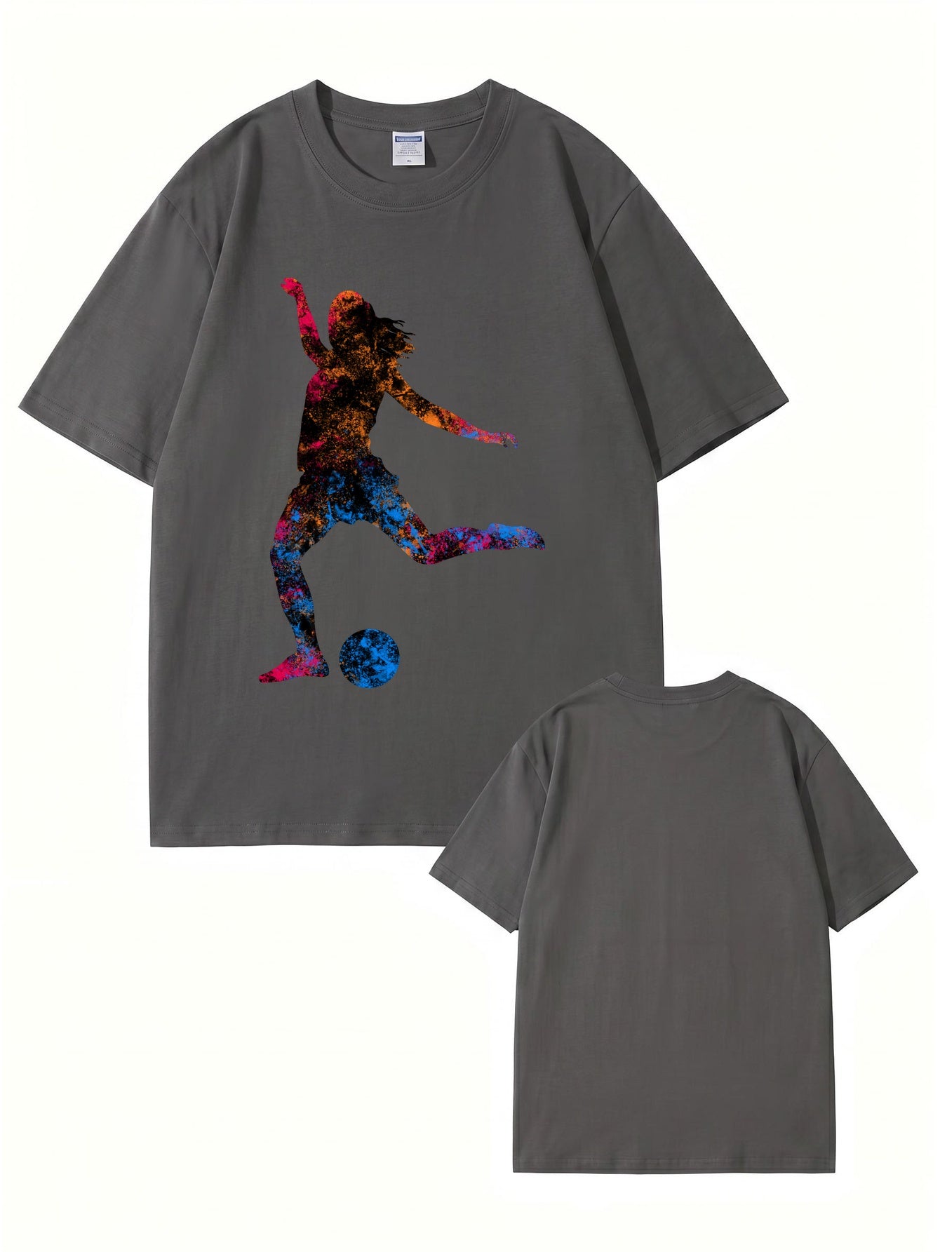 Colorful Soccer Player Graphic Print T-Shirt - Premium Cotton Tee