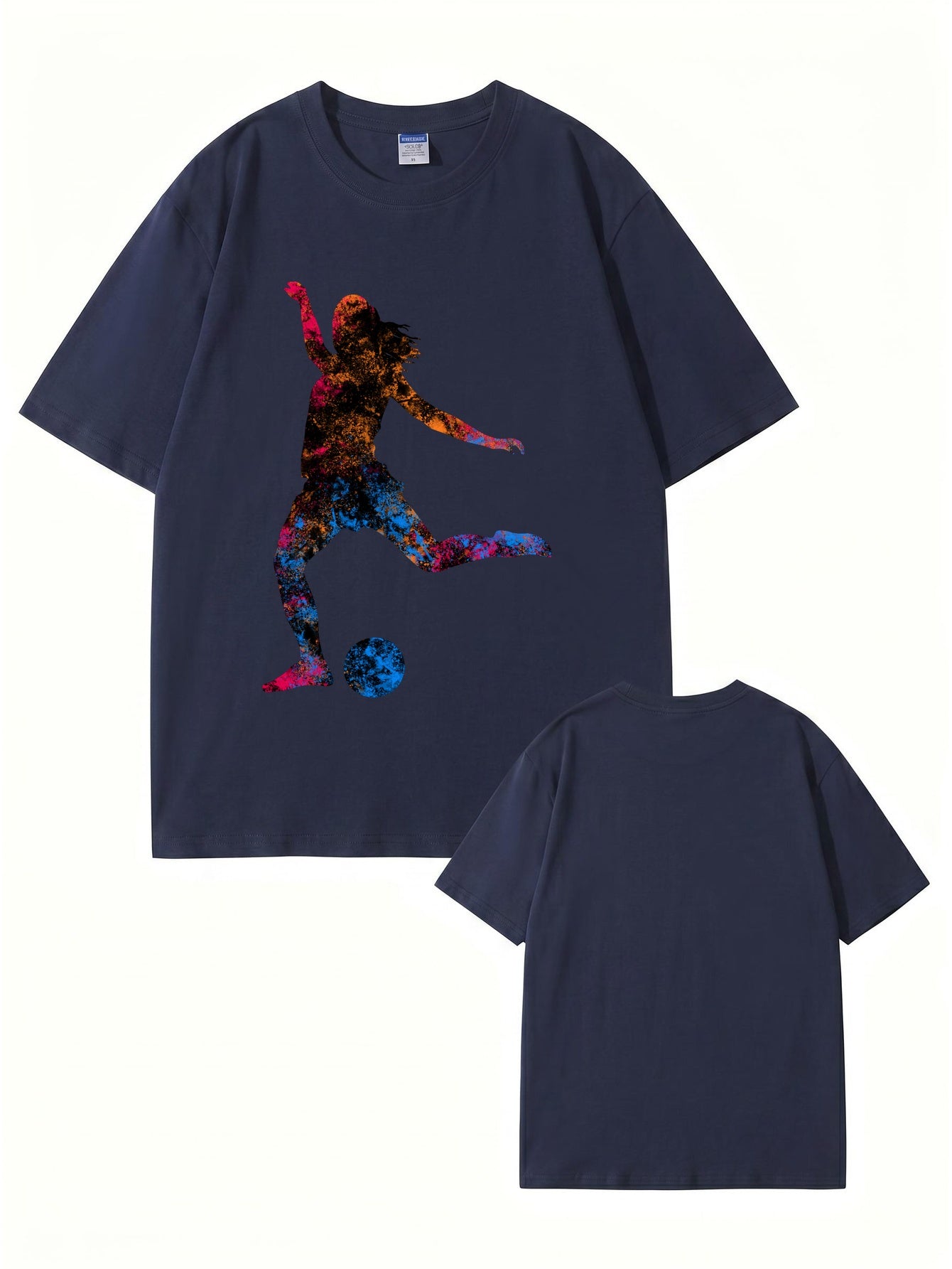 Colorful Soccer Player Graphic Print T-Shirt - Premium Cotton Tee
