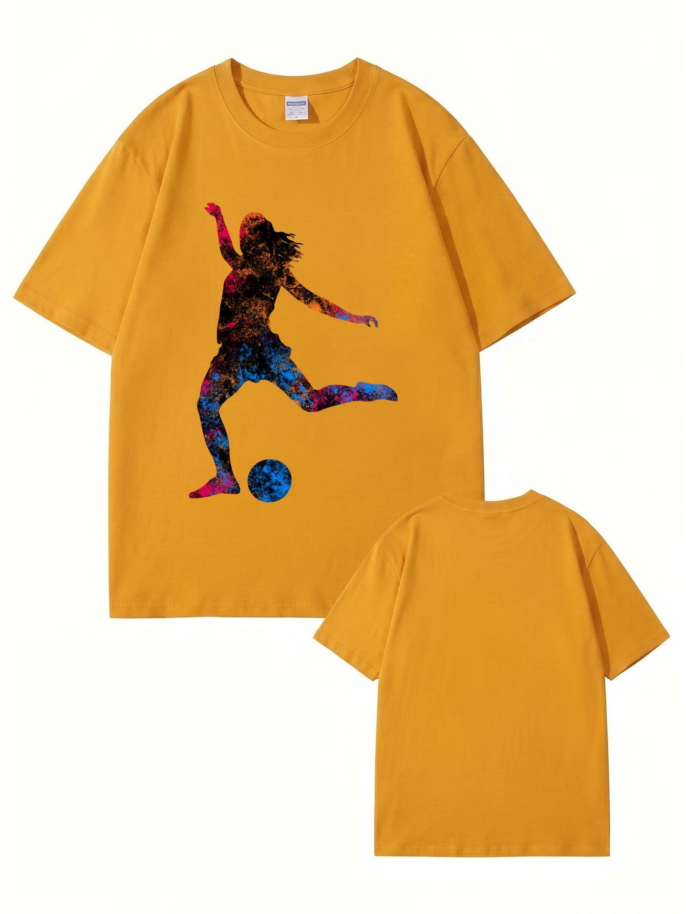 Colorful Soccer Player Graphic Print T-Shirt - Premium Cotton Tee