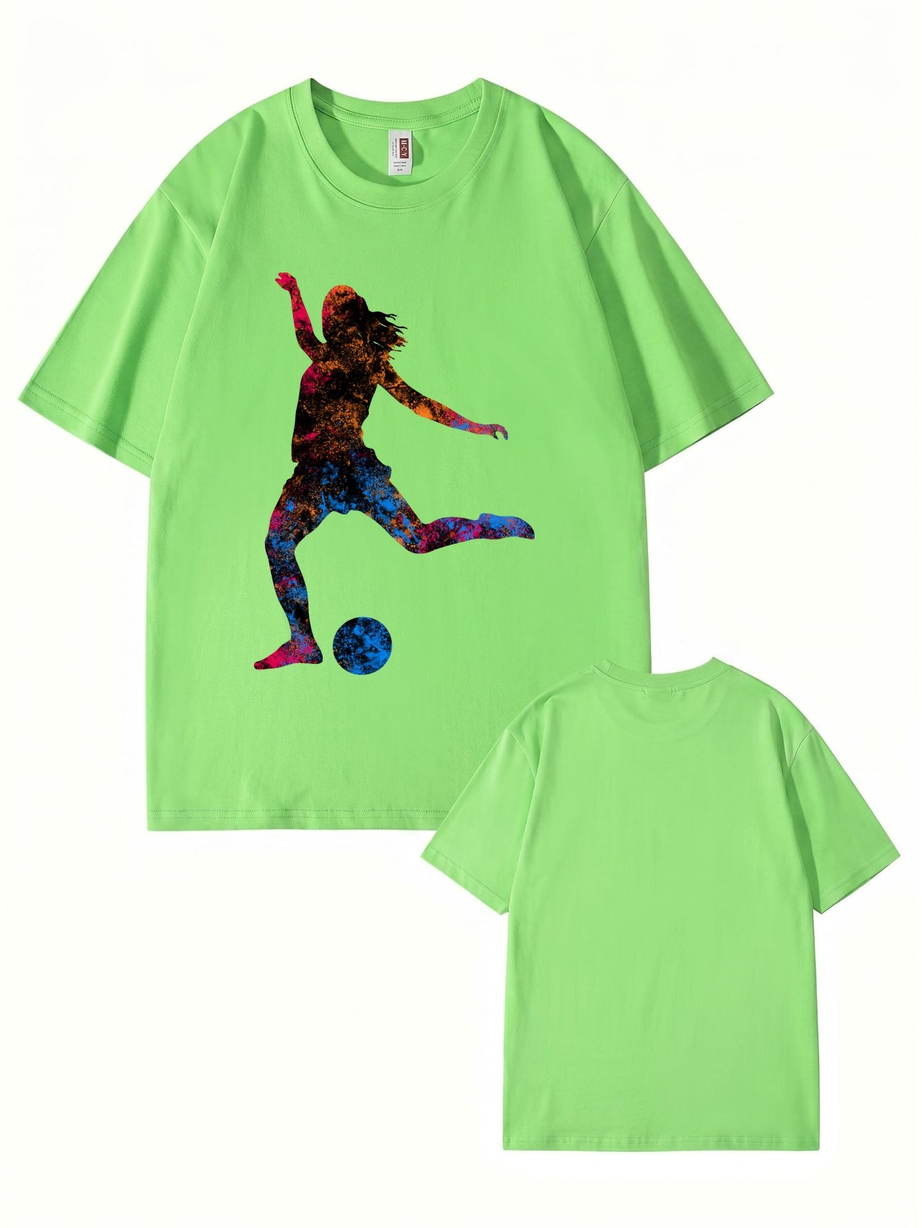 Colorful Soccer Player Graphic Print T-Shirt - Premium Cotton Tee