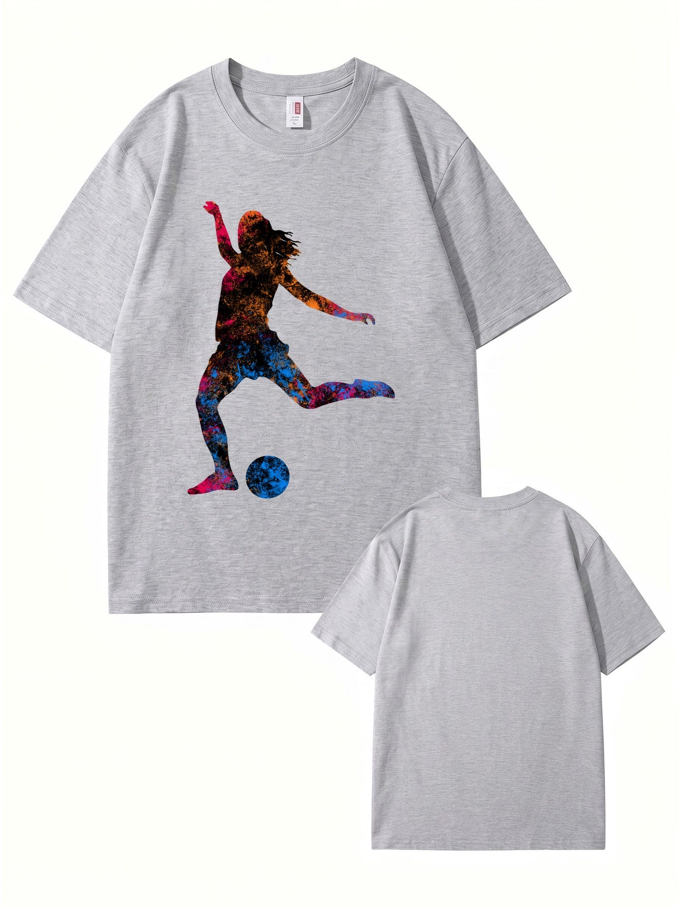 Colorful Soccer Player Graphic Print T-Shirt - Premium Cotton Tee
