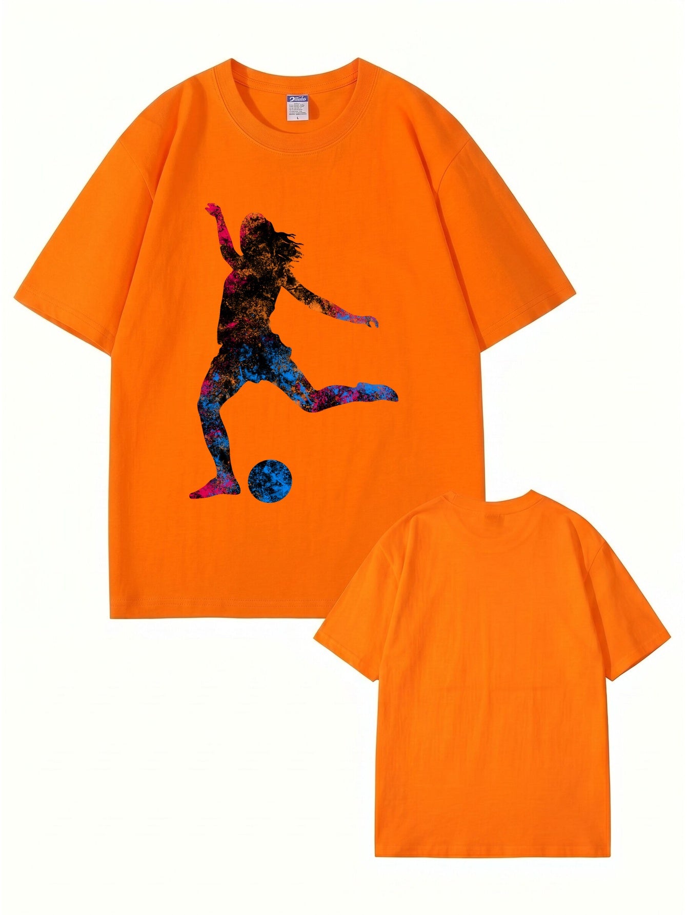 Colorful Soccer Player Graphic Print T-Shirt - Premium Cotton Tee