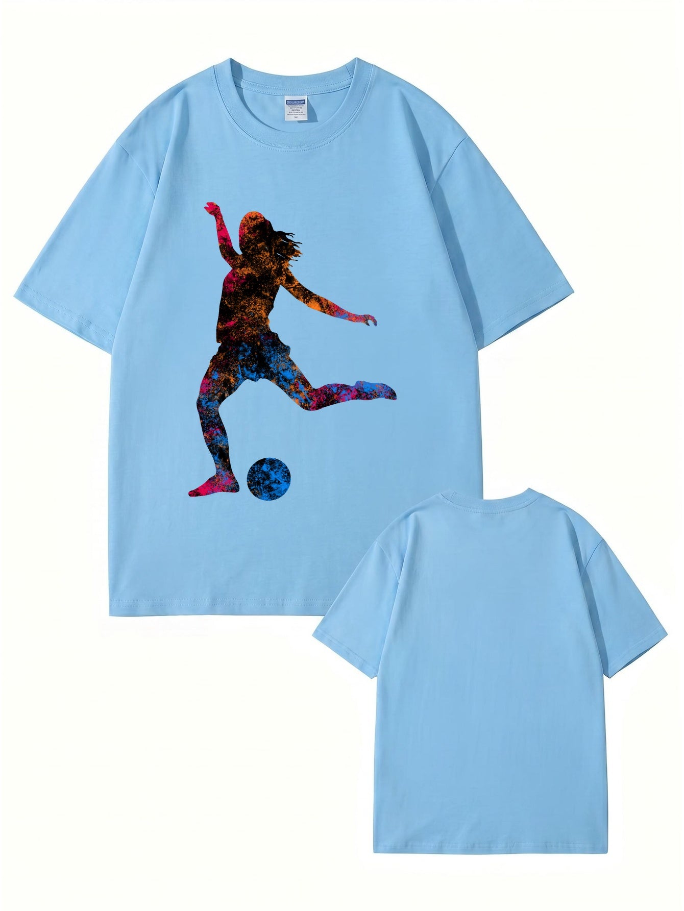 Colorful Soccer Player Graphic Print T-Shirt - Premium Cotton Tee